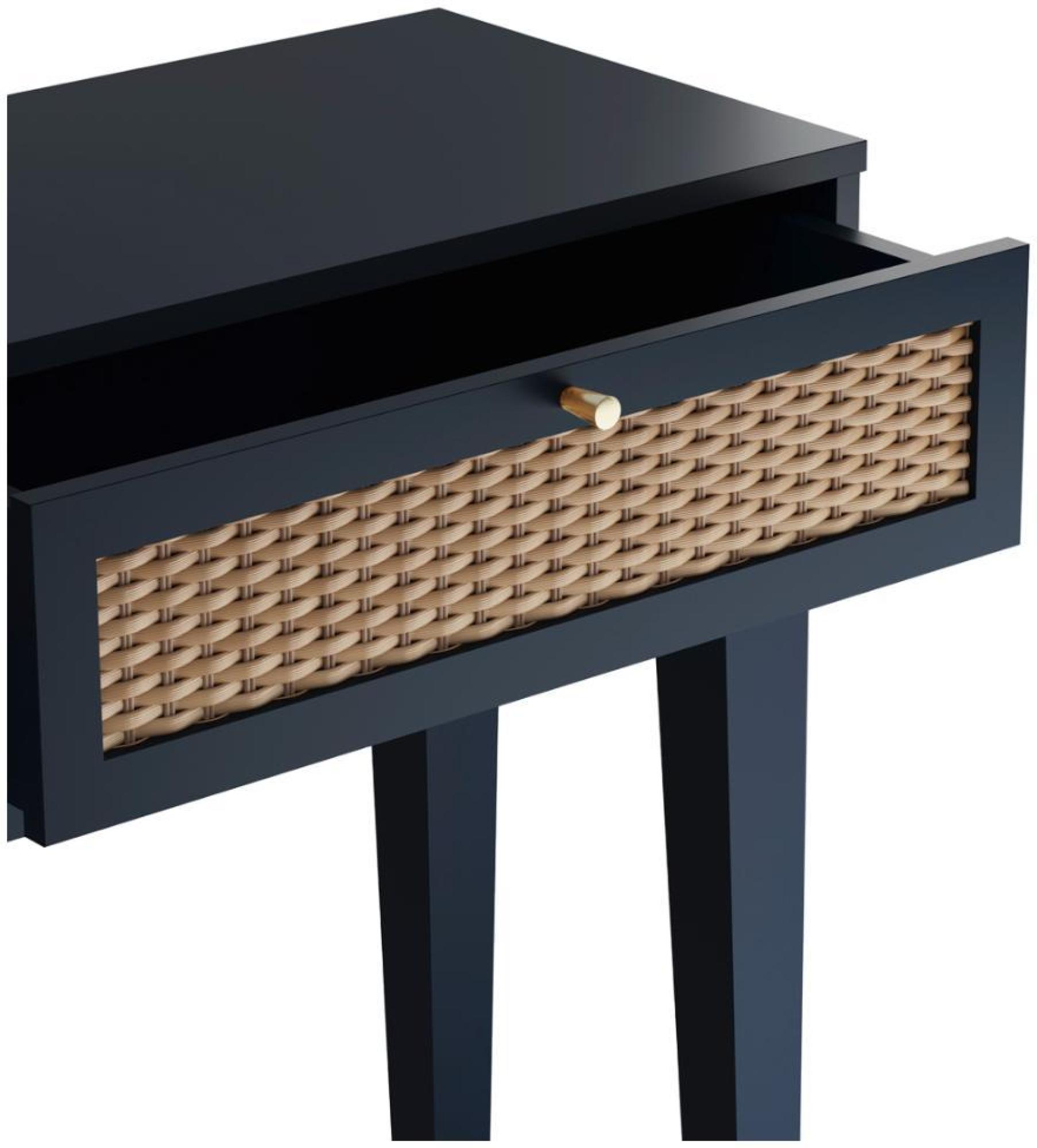 Product photograph of Bordeaux Berlin Blue And Faux Rattan Dressing Table from Choice Furniture Superstore.