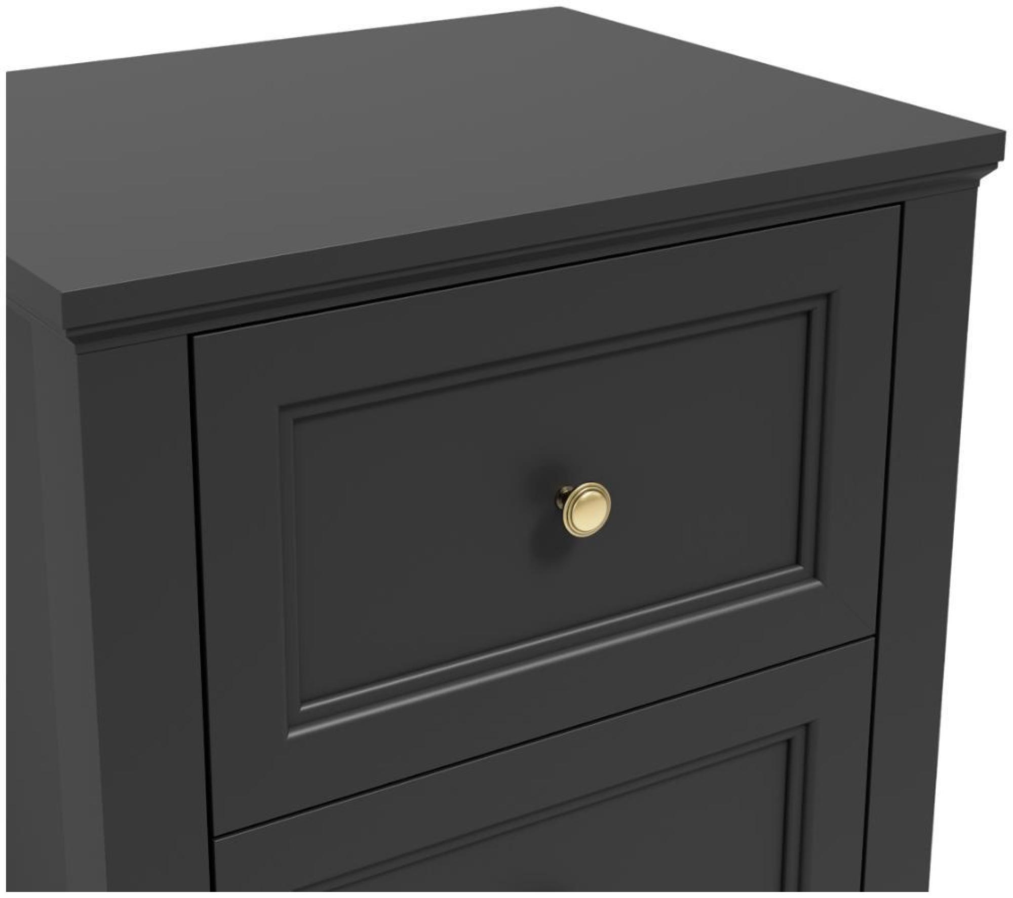 Product photograph of Ives Black 2 Drawer Bedside Cabinet from Choice Furniture Superstore.
