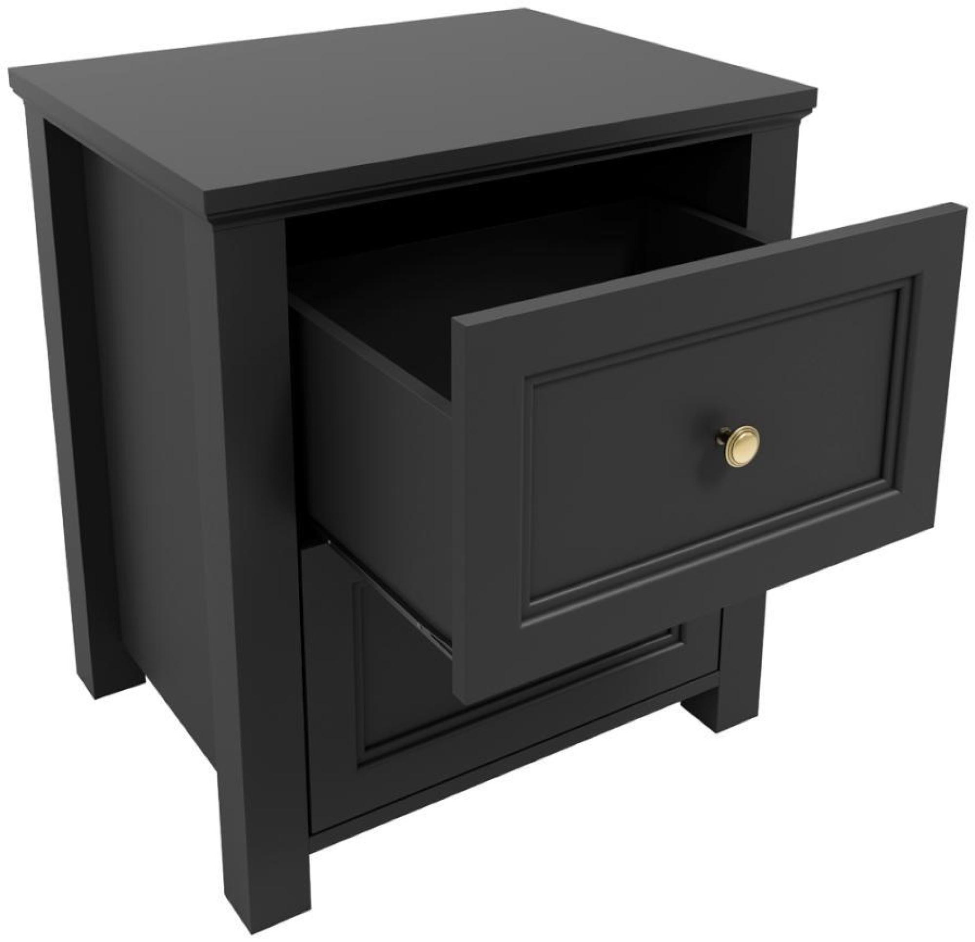 Product photograph of Ives Black 2 Drawer Bedside Cabinet from Choice Furniture Superstore.