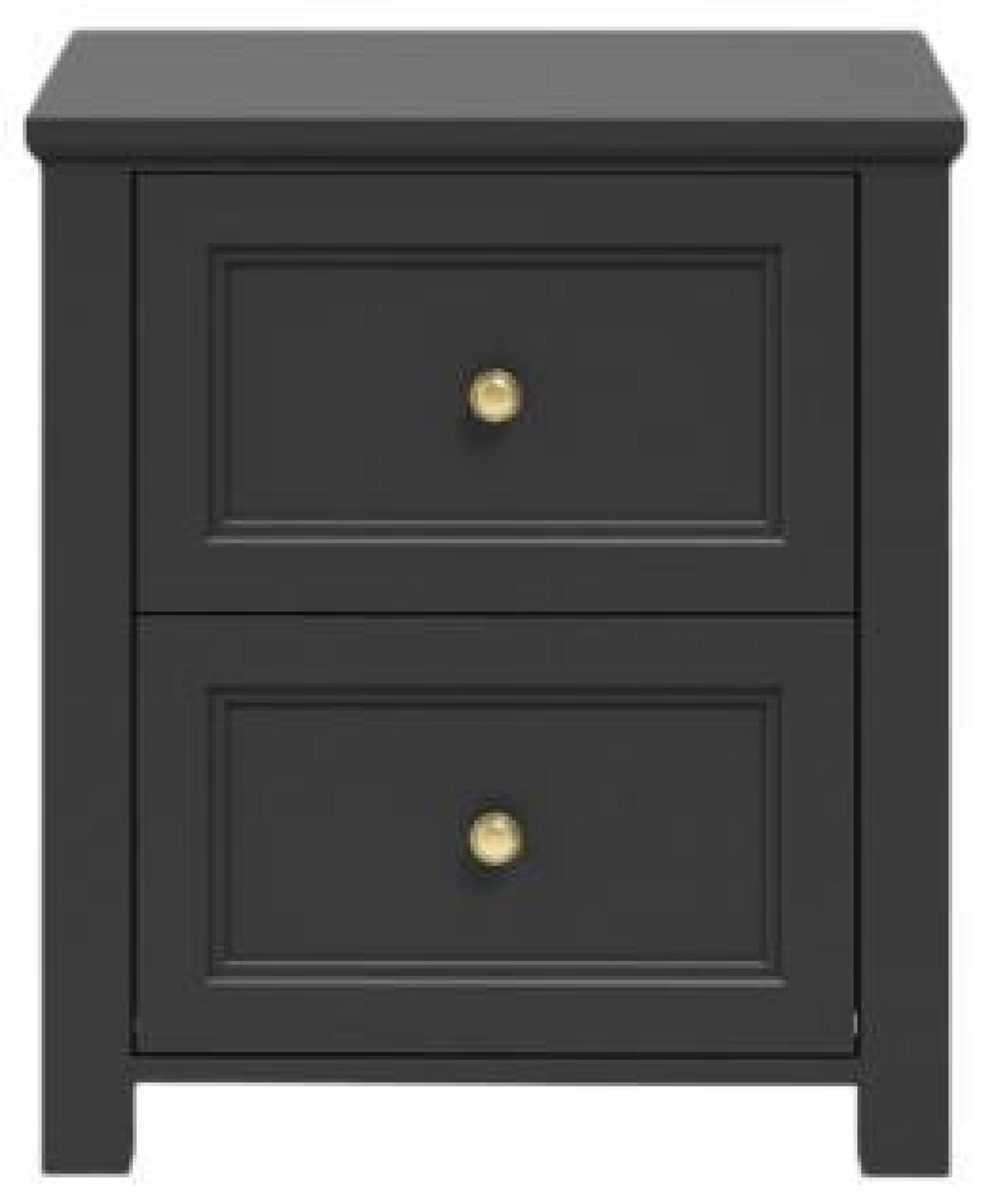 Product photograph of Ives Black 2 Drawer Bedside Cabinet from Choice Furniture Superstore.