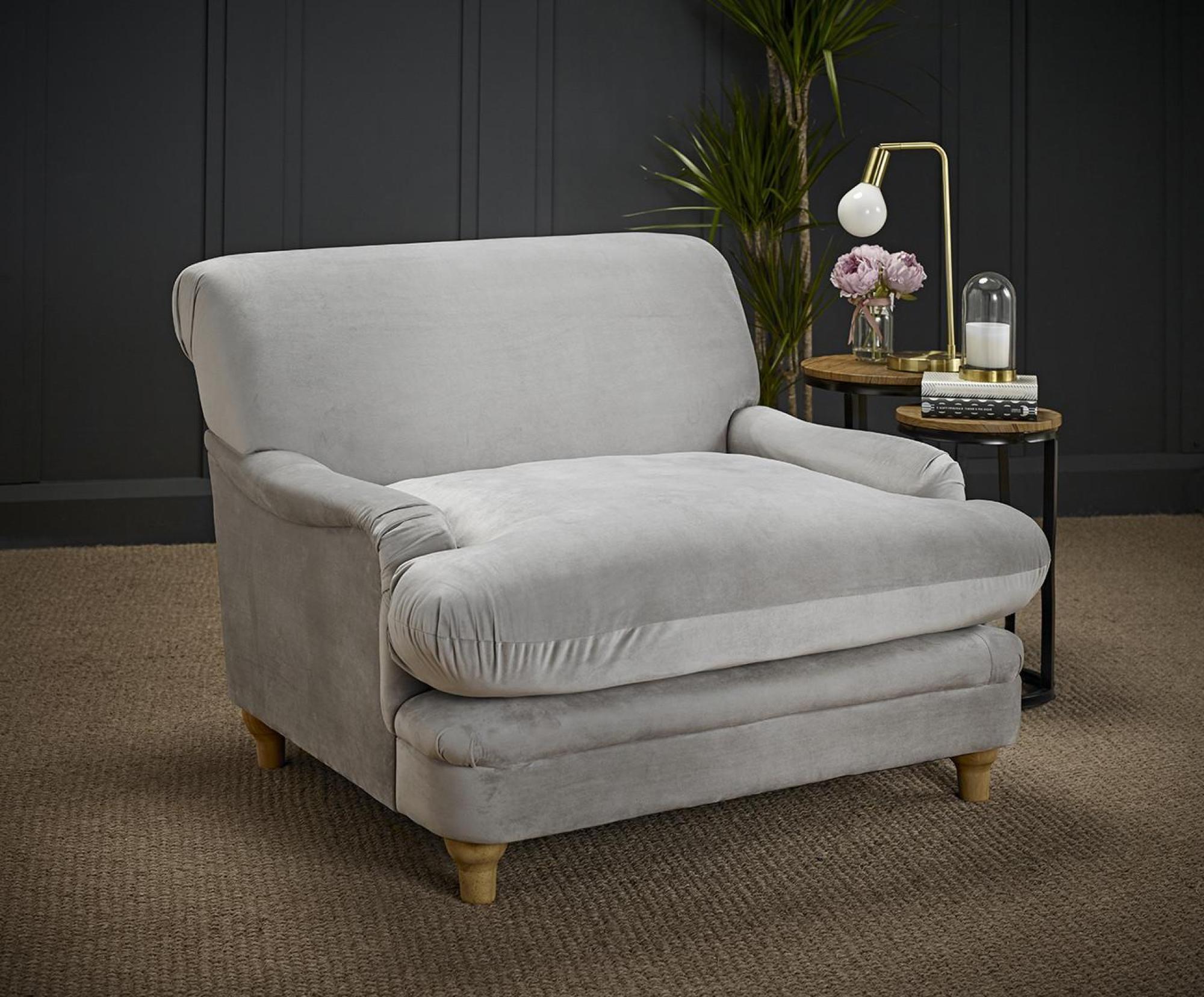 Product photograph of Plumpton Grey Velvet Fabric Chair from Choice Furniture Superstore.