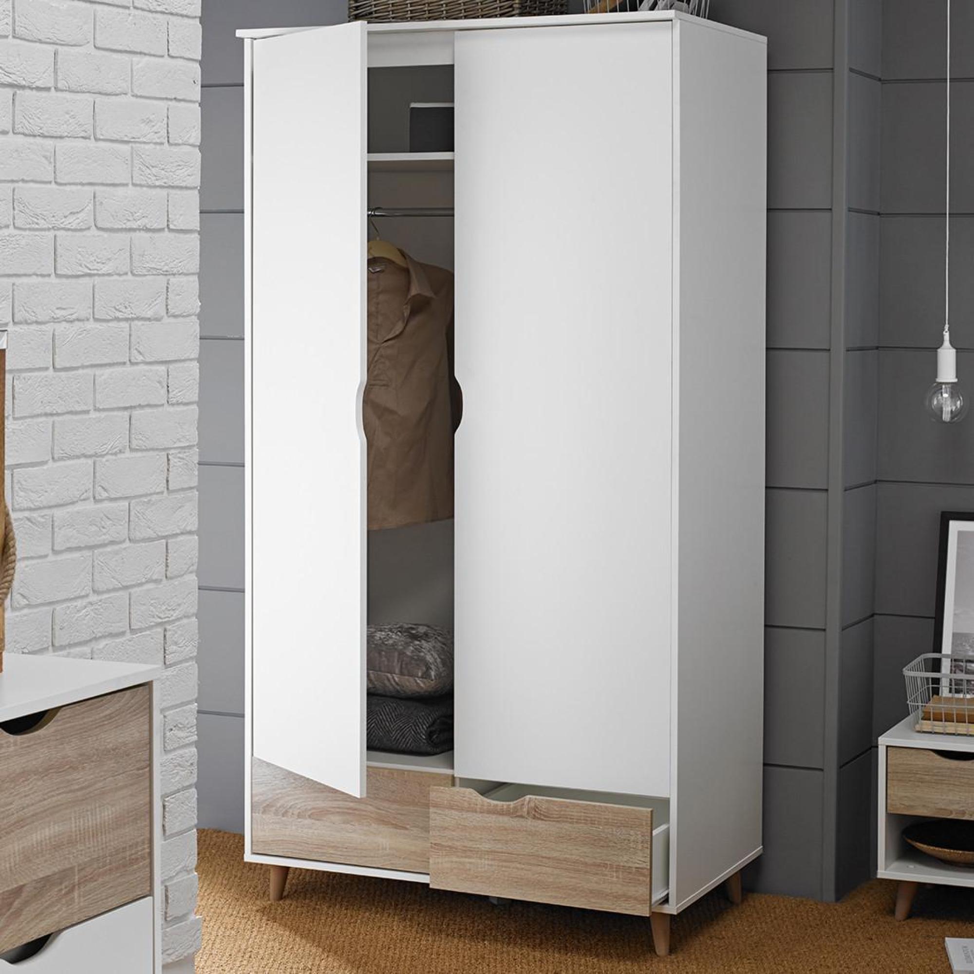 Product photograph of Stockholm White 2 Door Wardrobe from Choice Furniture Superstore.