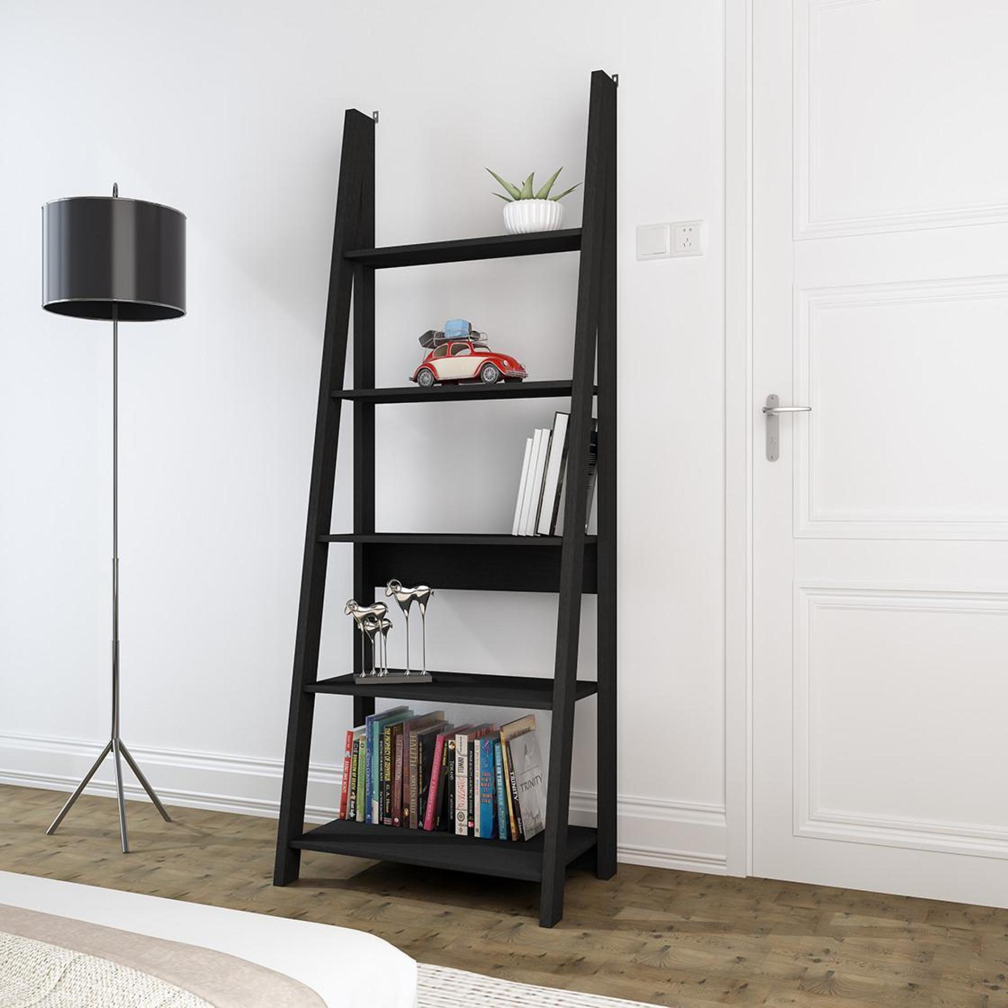 Product photograph of Tiva Ladder Black Bookcase from Choice Furniture Superstore.