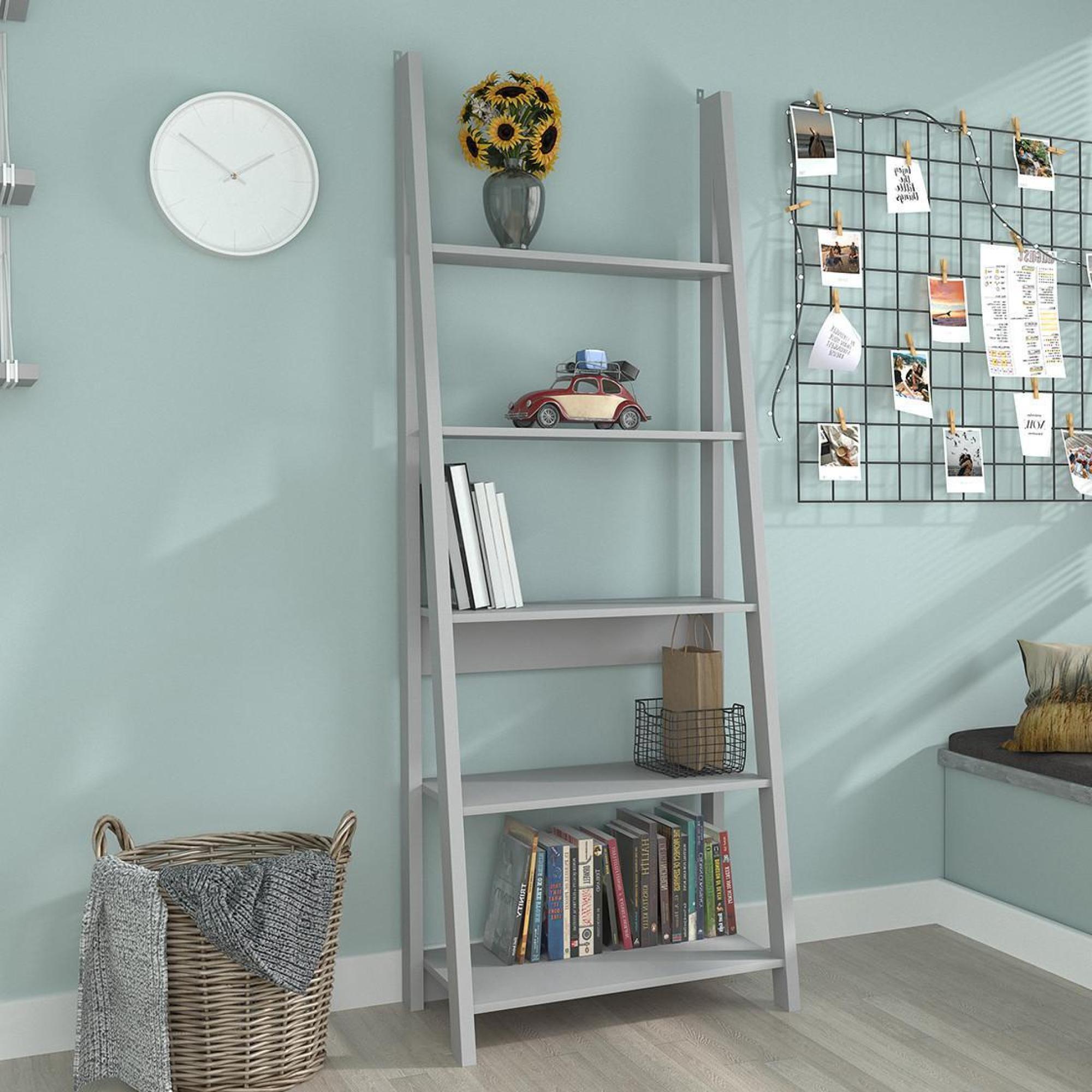 Product photograph of Tiva Ladder Grey Bookcase from Choice Furniture Superstore.