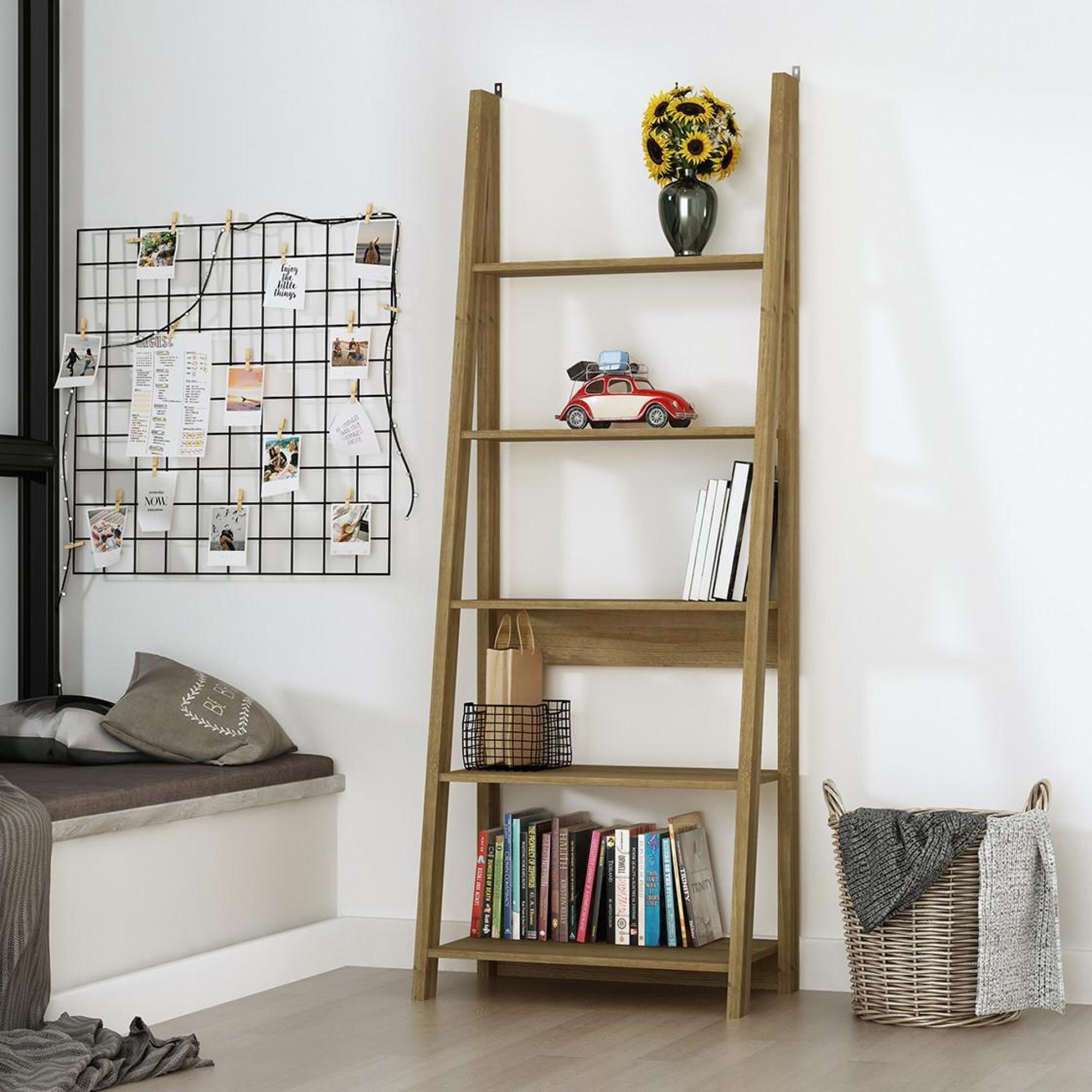 Product photograph of Tiva Ladder Oak Bookcase from Choice Furniture Superstore.