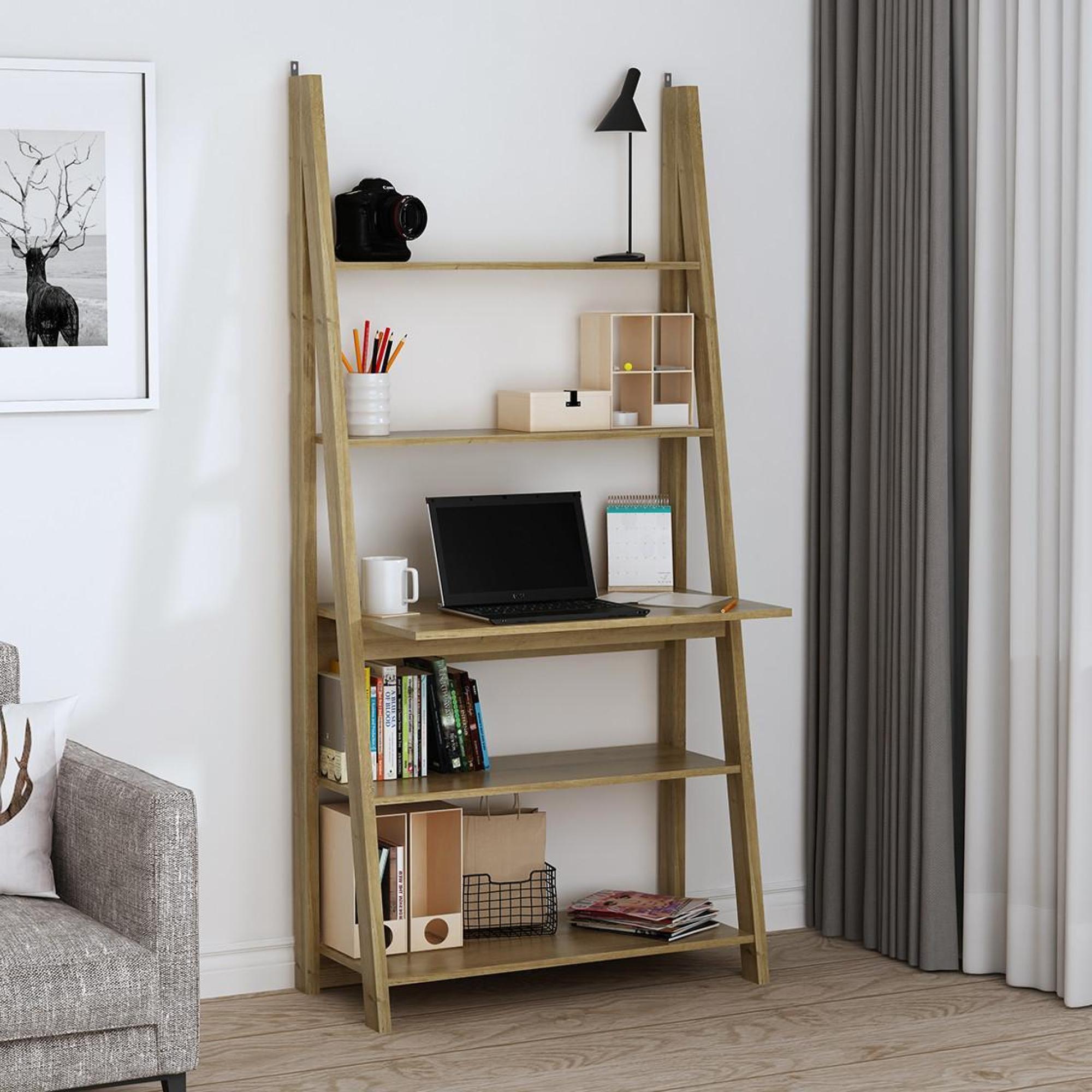 Product photograph of Tiva Ladder Oak Desk from Choice Furniture Superstore.