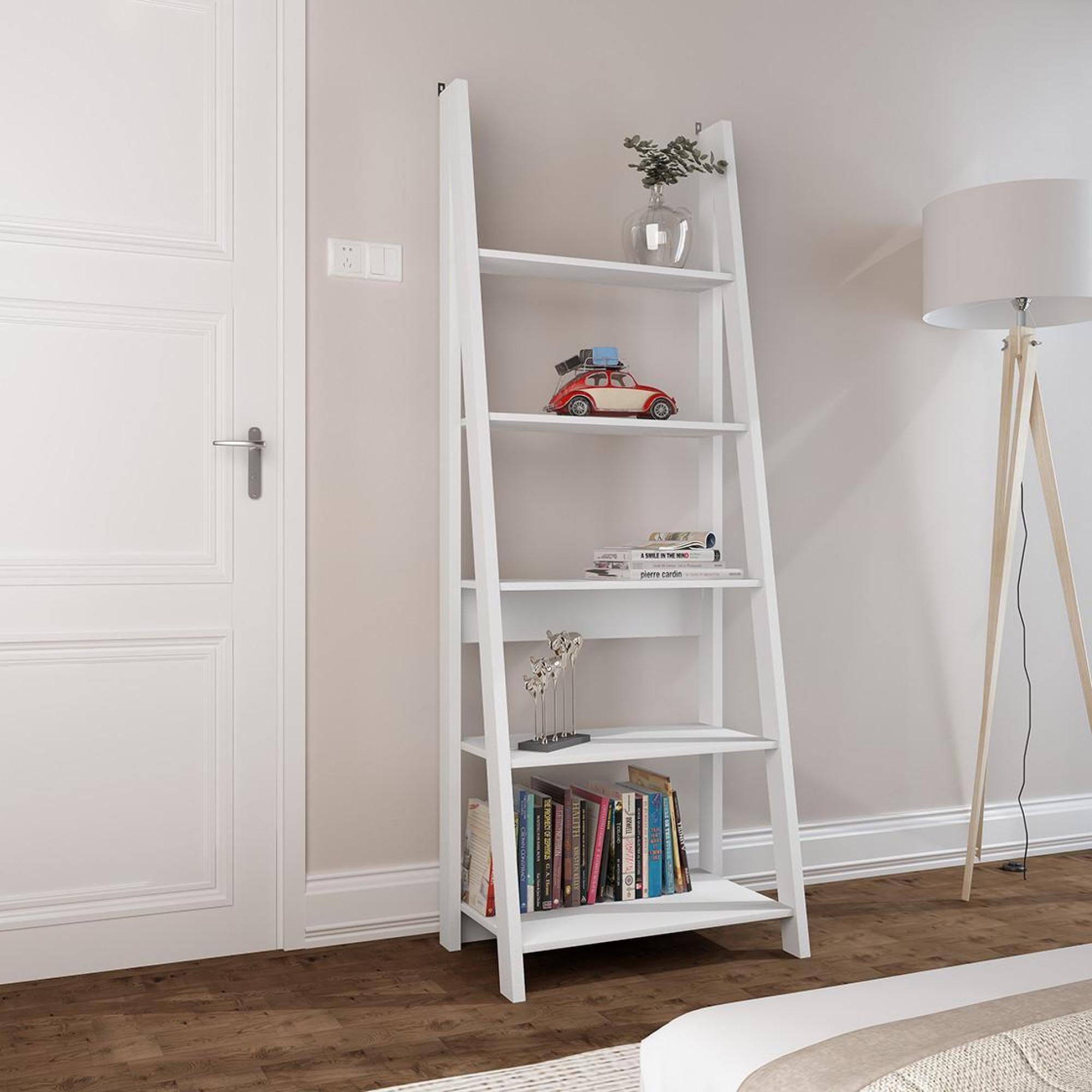 Product photograph of Tiva Ladder White Bookcase from Choice Furniture Superstore.