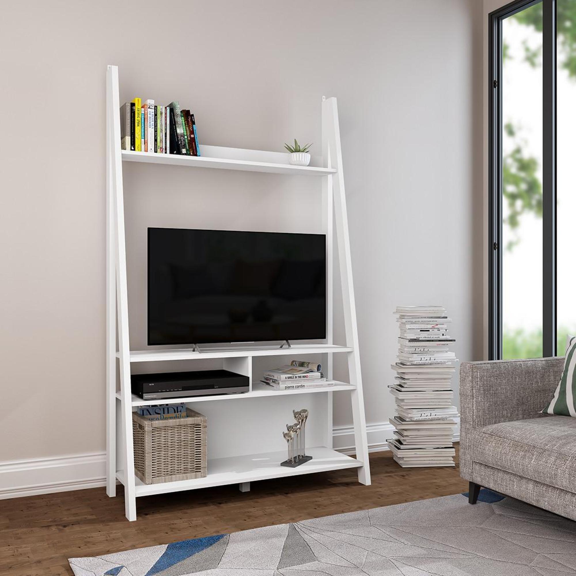 Product photograph of Tiva Ladder White Entartainment Tv Unit from Choice Furniture Superstore.