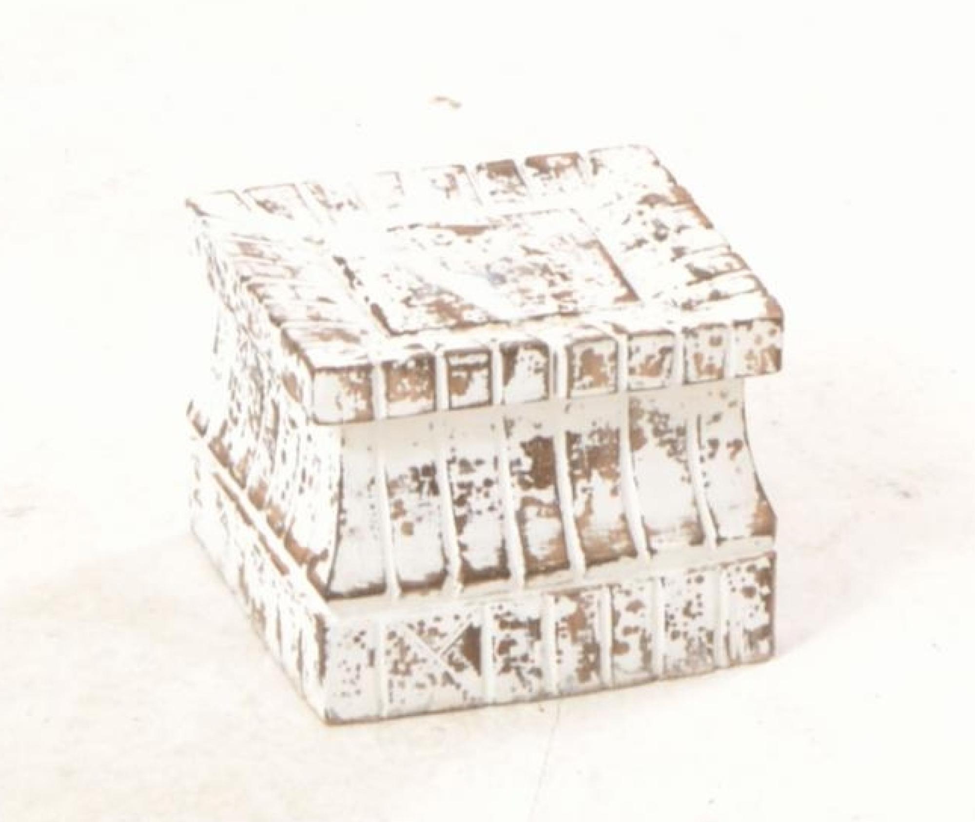 Product photograph of Square Carved White Distressed Candle Stand from Choice Furniture Superstore.