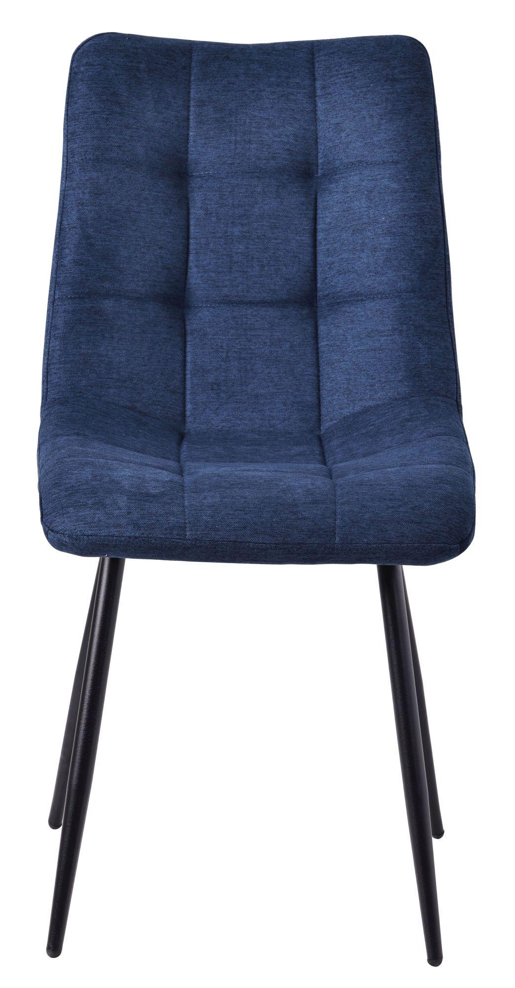 Product photograph of Set Of 2 Corona Dining Chairs In Blue Colour Fabric And Black Metal Legs from Choice Furniture Superstore.