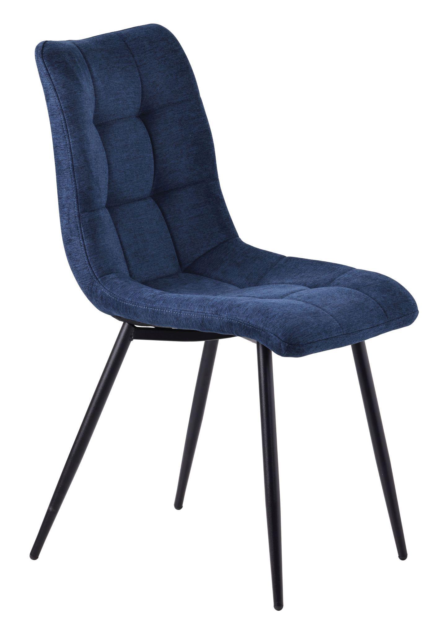 Product photograph of Set Of 2 Corona Dining Chairs In Blue Colour Fabric And Black Metal Legs from Choice Furniture Superstore.