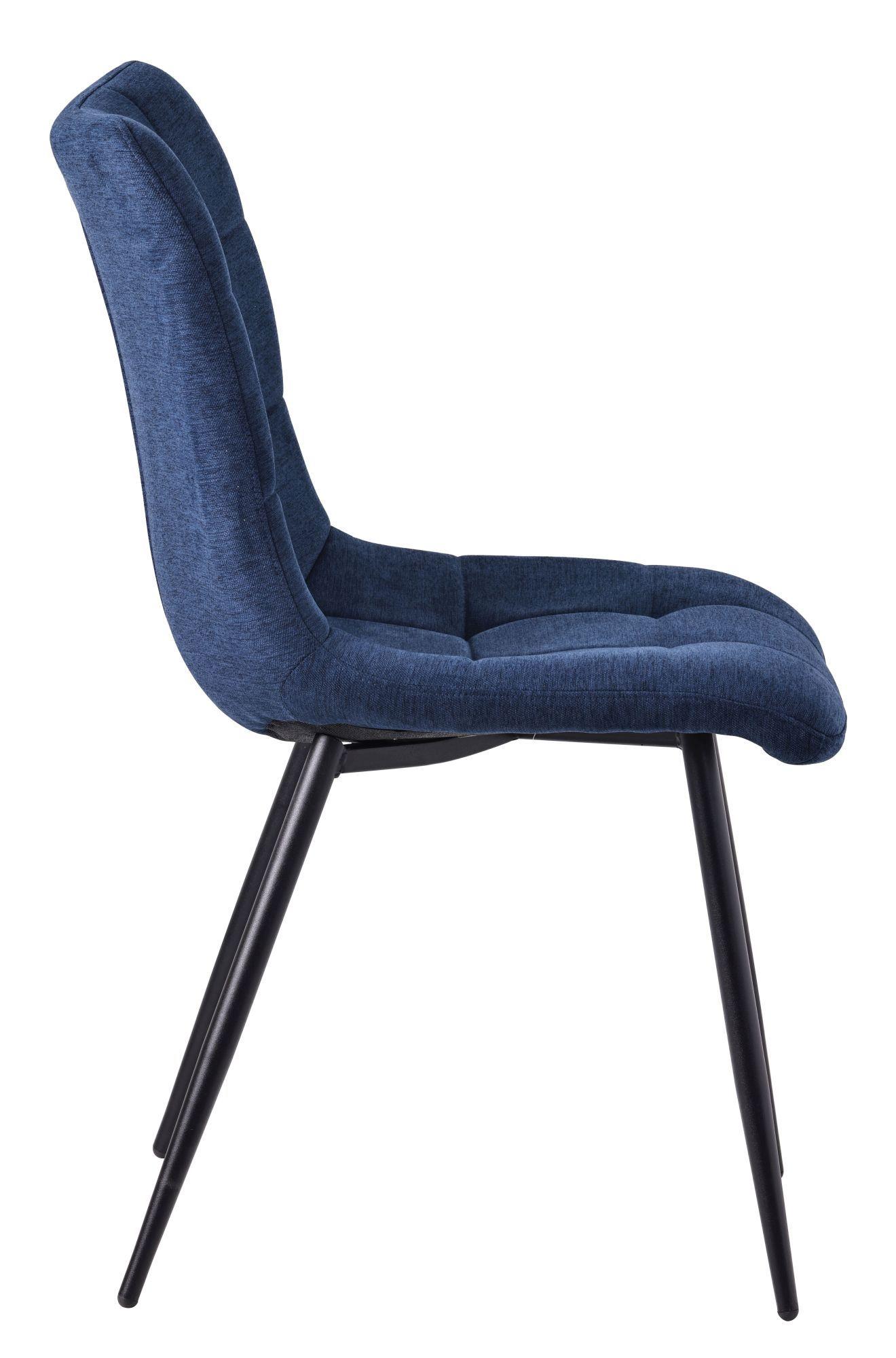 Product photograph of Set Of 2 Corona Dining Chairs In Blue Colour Fabric And Black Metal Legs from Choice Furniture Superstore.