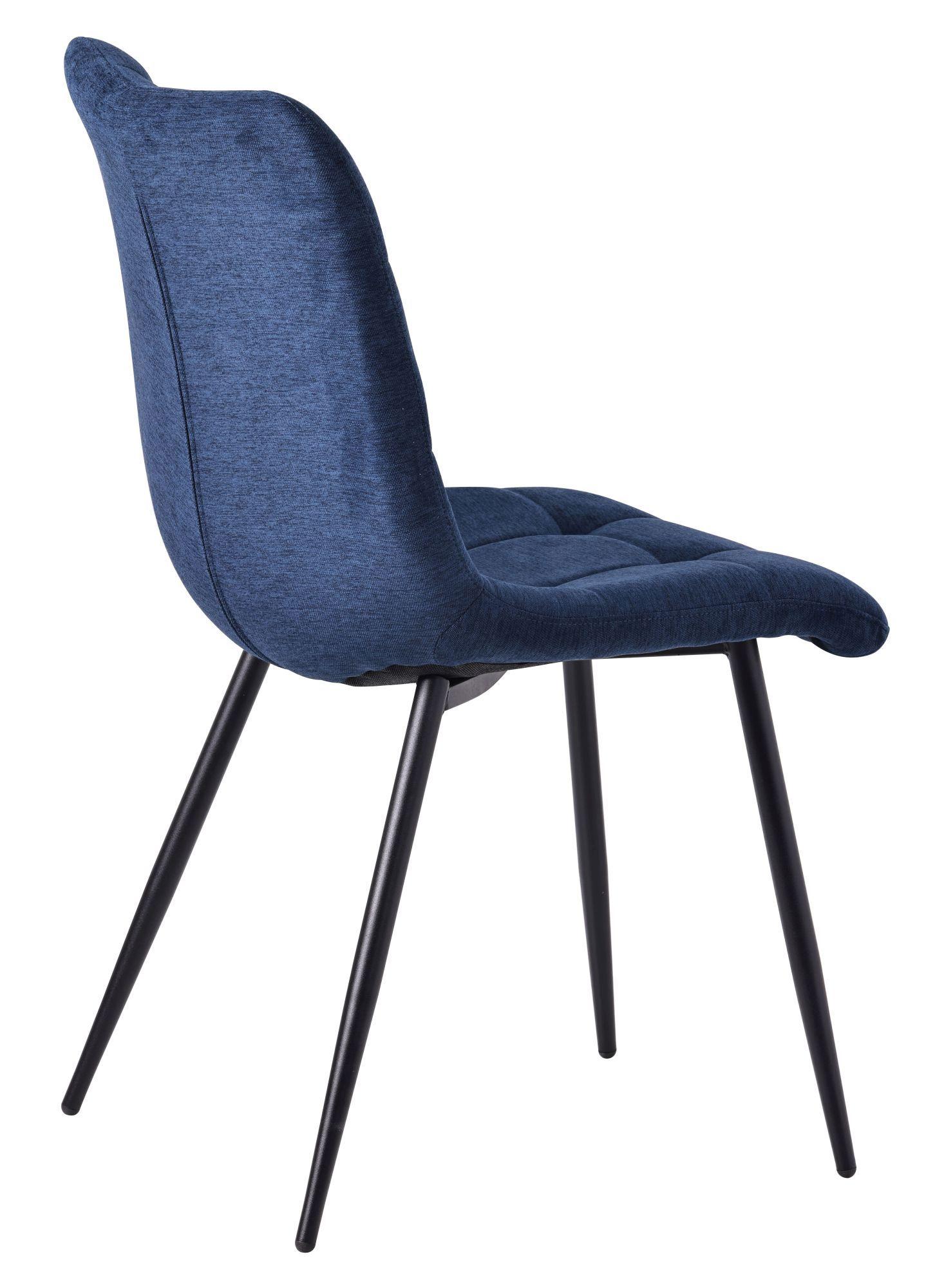 Product photograph of Set Of 2 Corona Dining Chairs In Blue Colour Fabric And Black Metal Legs from Choice Furniture Superstore.