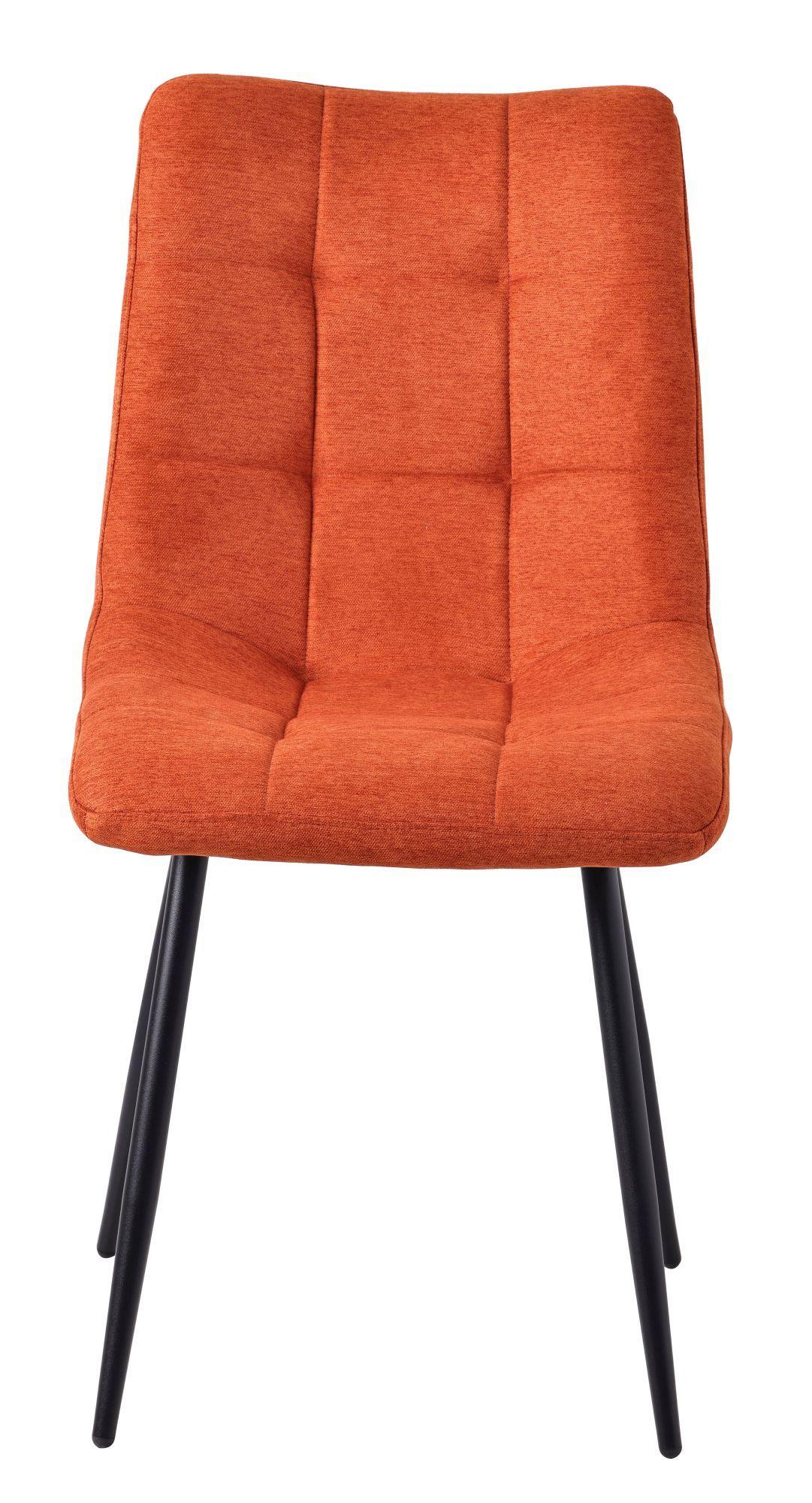 Product photograph of Set Of 2 Corona Dining Chairs In Orange Colour Fabric And Black Metal Legs from Choice Furniture Superstore.