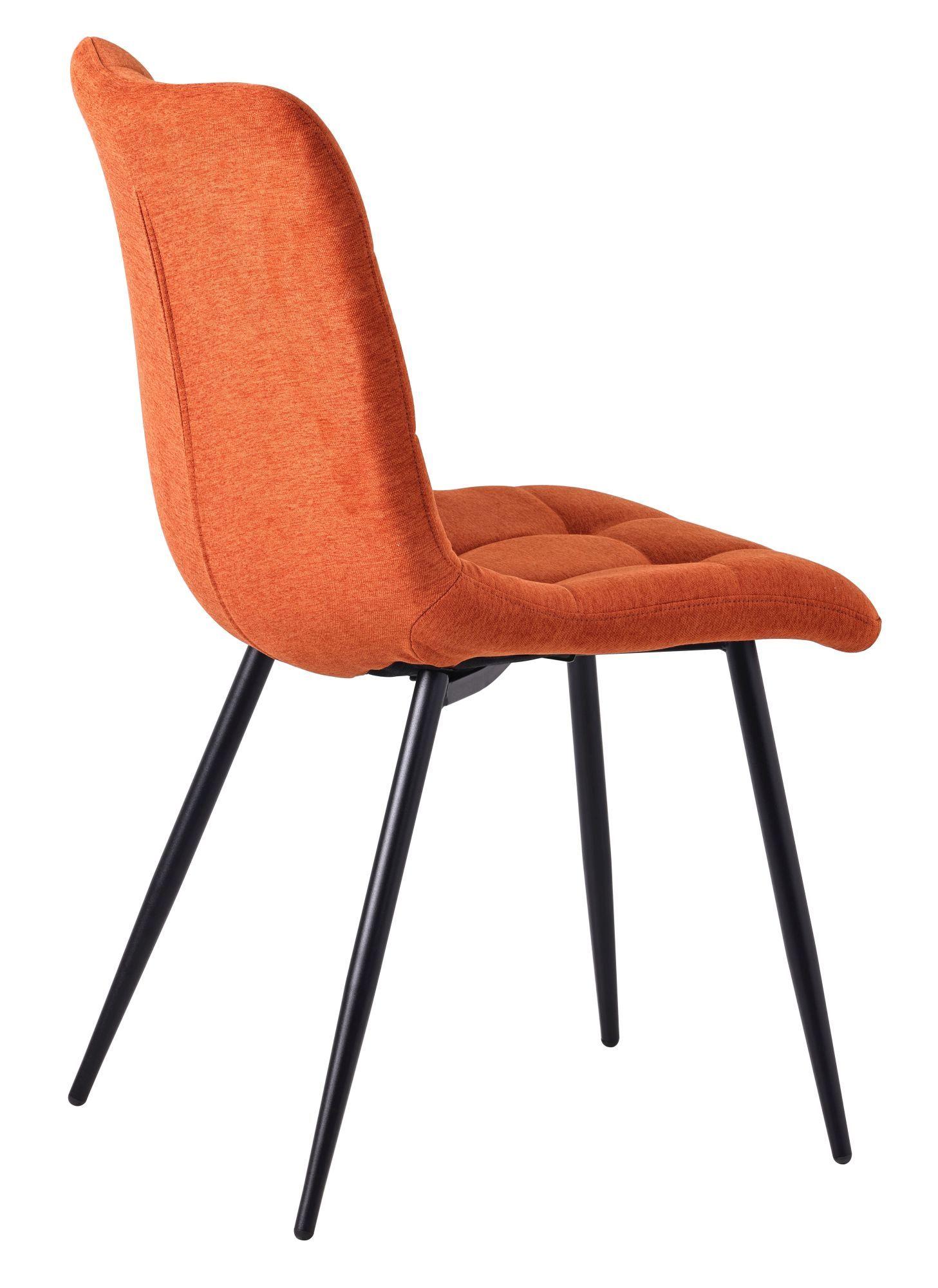 Product photograph of Set Of 2 Corona Dining Chairs In Orange Colour Fabric And Black Metal Legs from Choice Furniture Superstore.