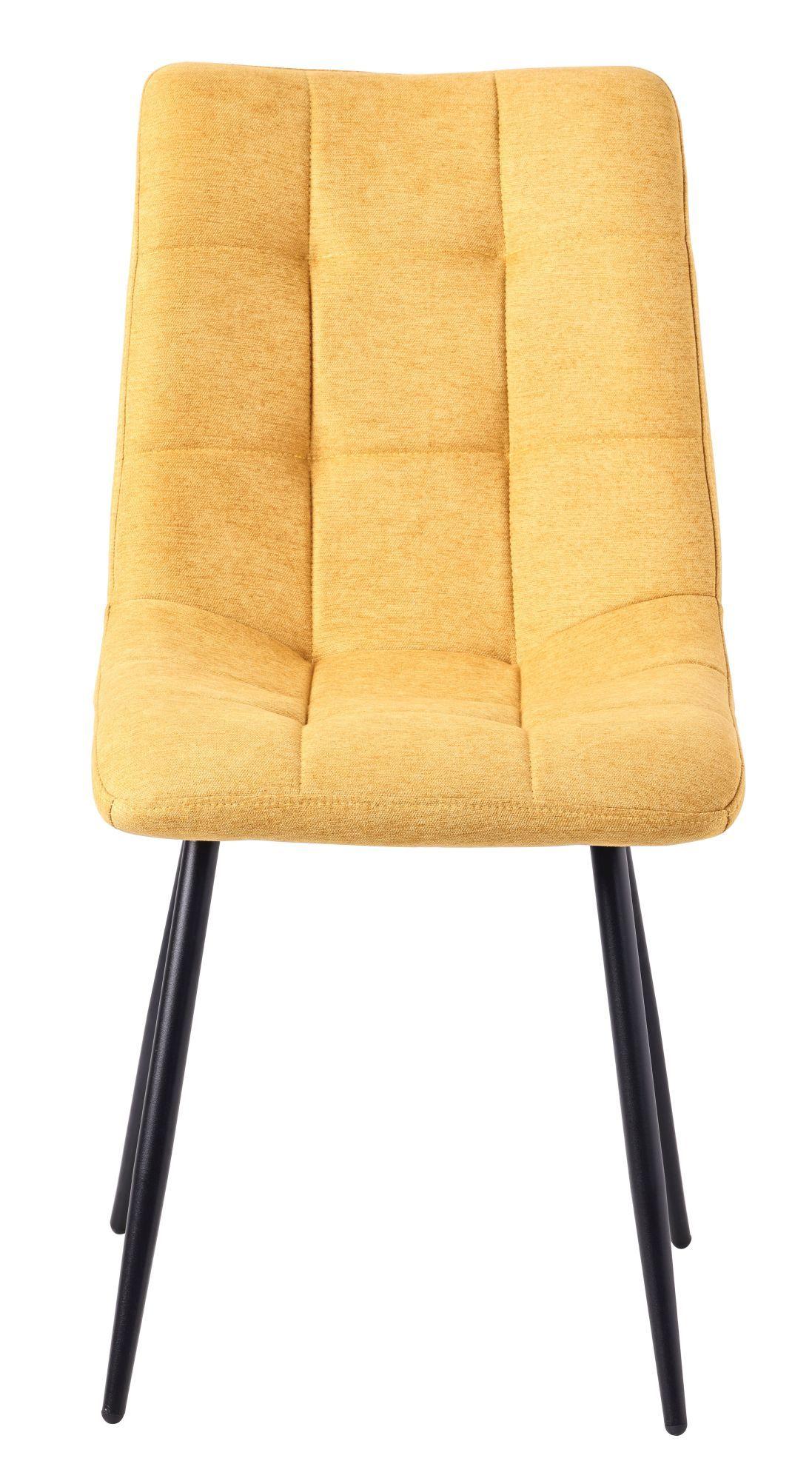 Product photograph of Set Of 2 Corona Dining Chairs In Yellow Colour Fabric And Black Metal Legs from Choice Furniture Superstore.