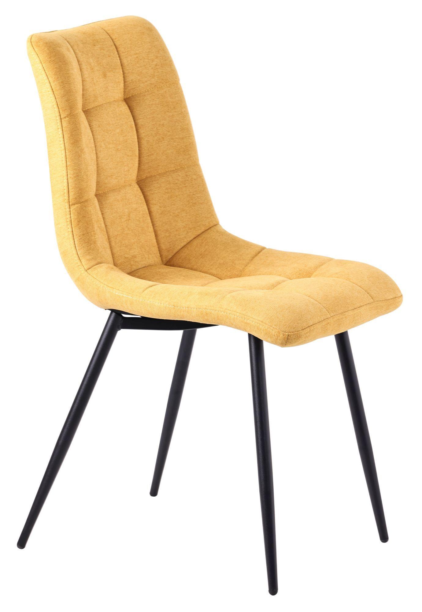 Product photograph of Set Of 2 Corona Dining Chairs In Yellow Colour Fabric And Black Metal Legs from Choice Furniture Superstore.