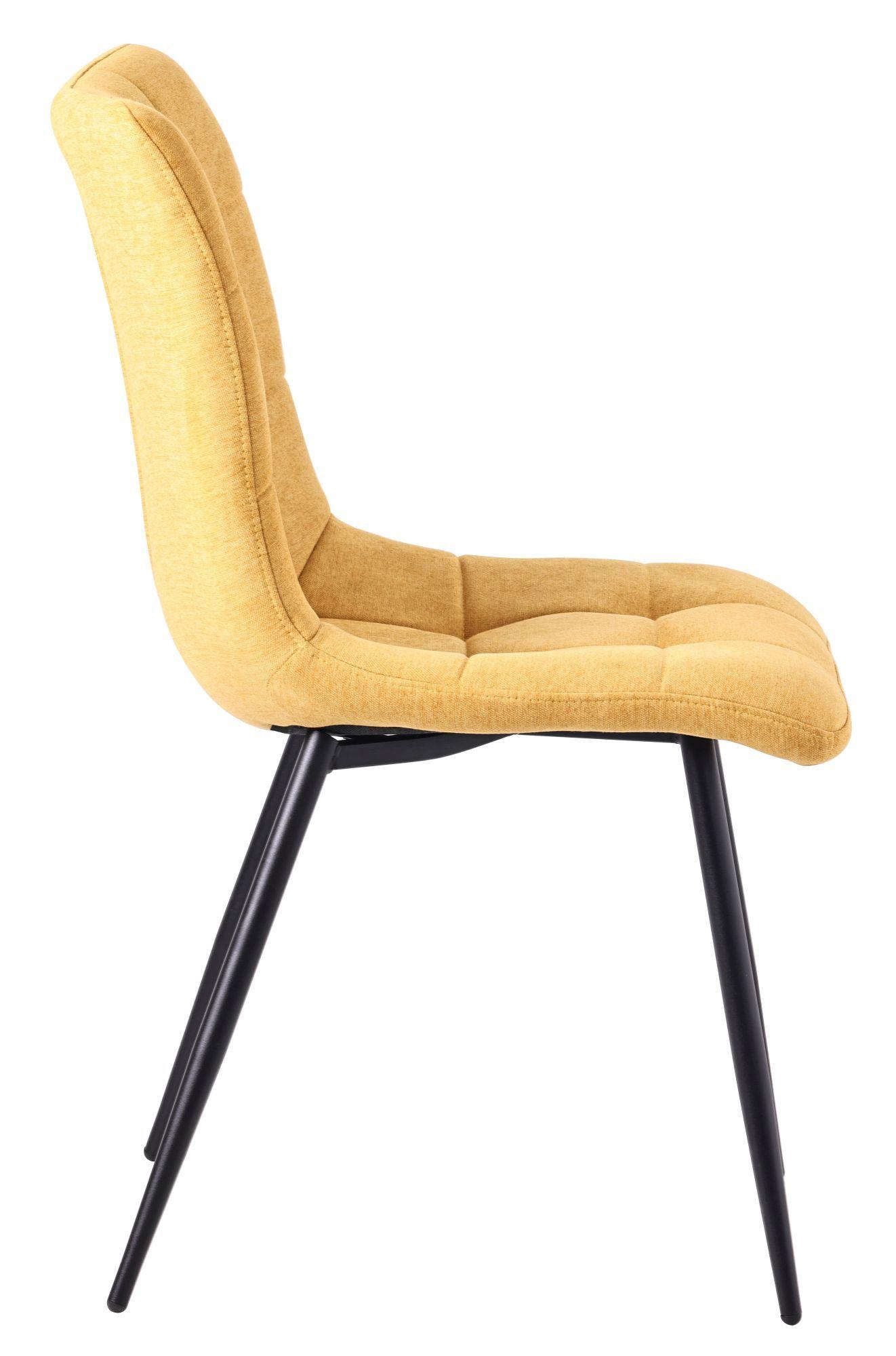 Product photograph of Set Of 2 Corona Dining Chairs In Yellow Colour Fabric And Black Metal Legs from Choice Furniture Superstore.