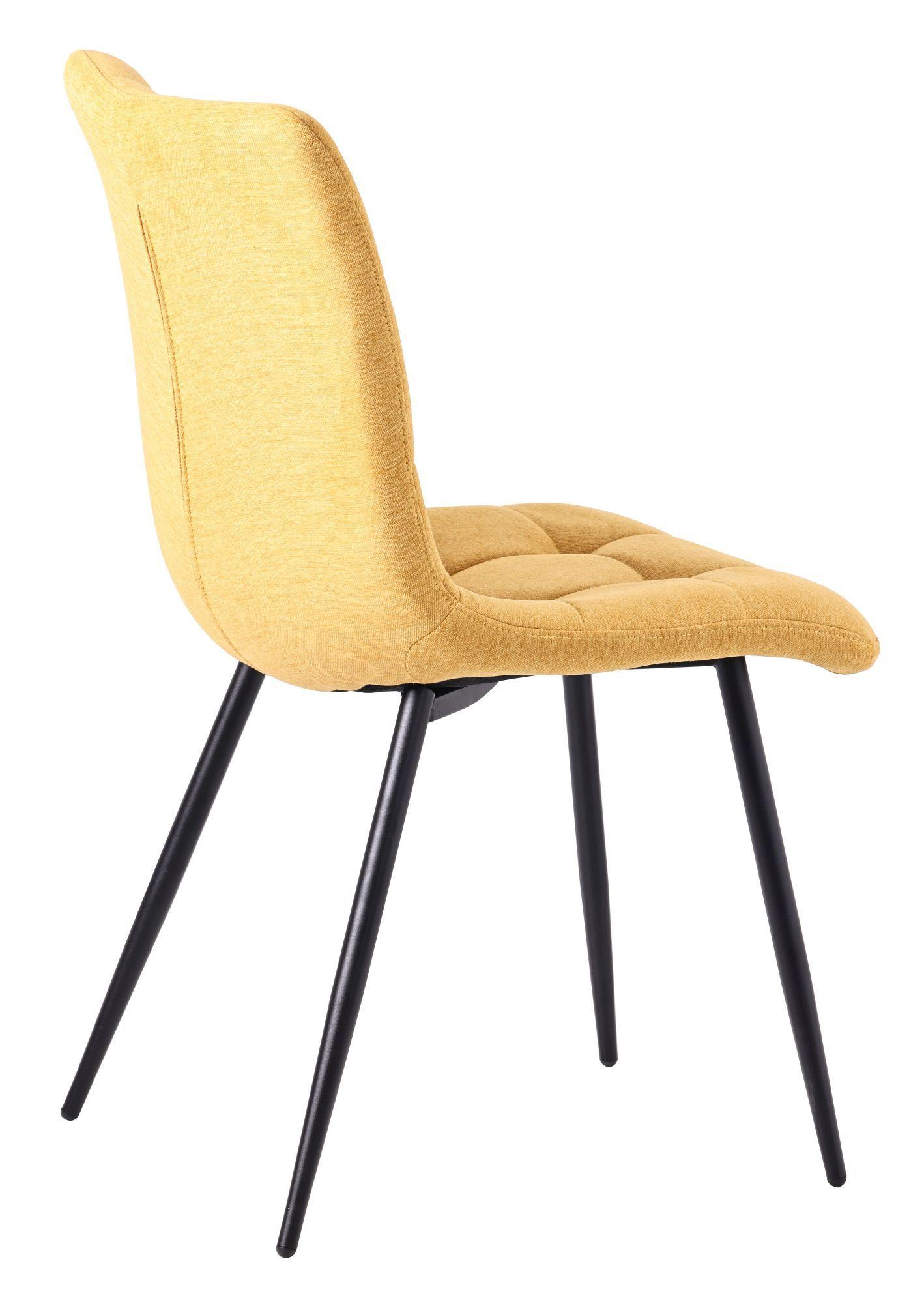 Product photograph of Set Of 2 Corona Dining Chairs In Yellow Colour Fabric And Black Metal Legs from Choice Furniture Superstore.