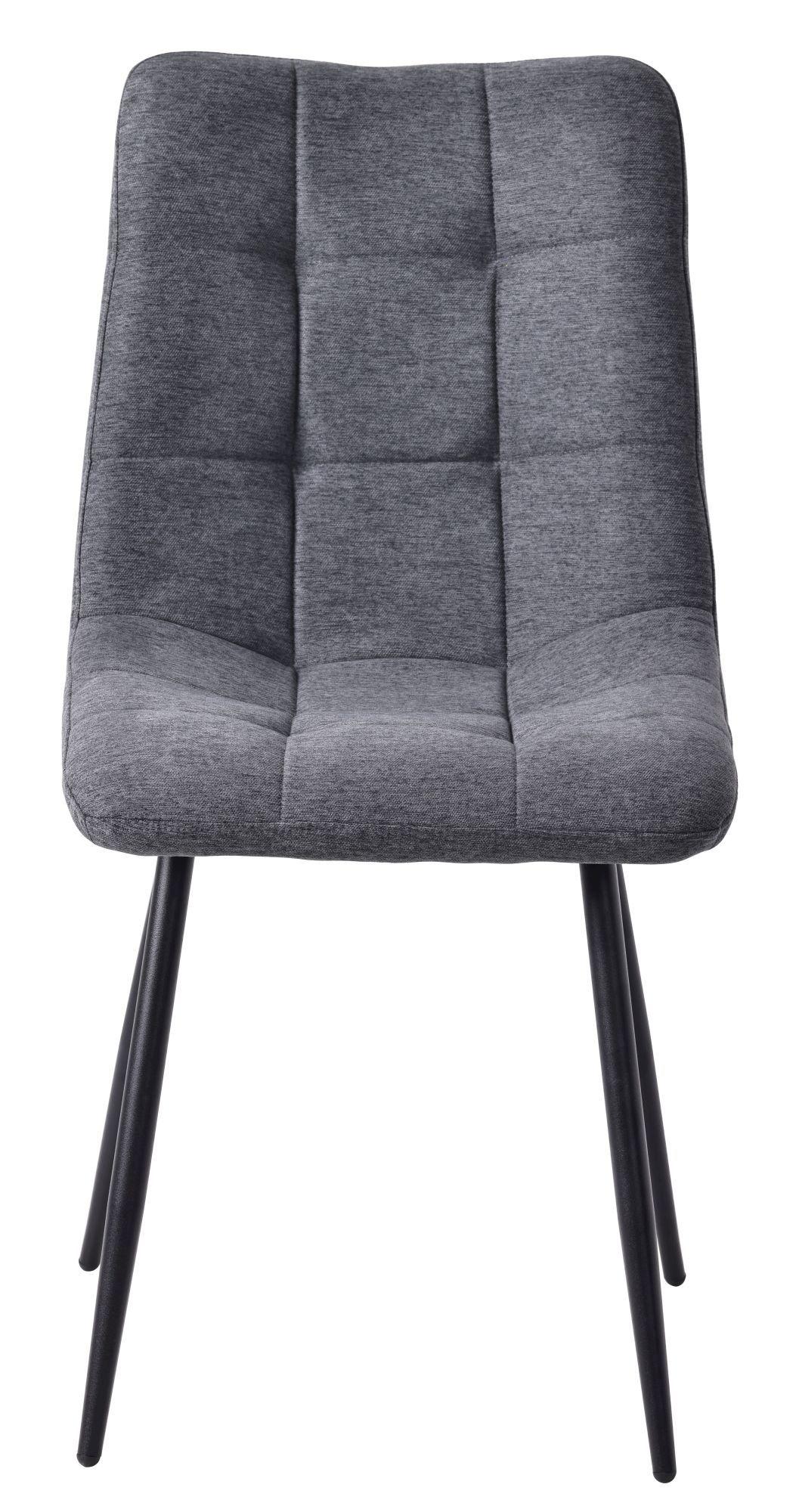 Product photograph of Set Of 2 Corona Dining Chairs In Light Grey Colour Fabric And Black Metal Legs from Choice Furniture Superstore.