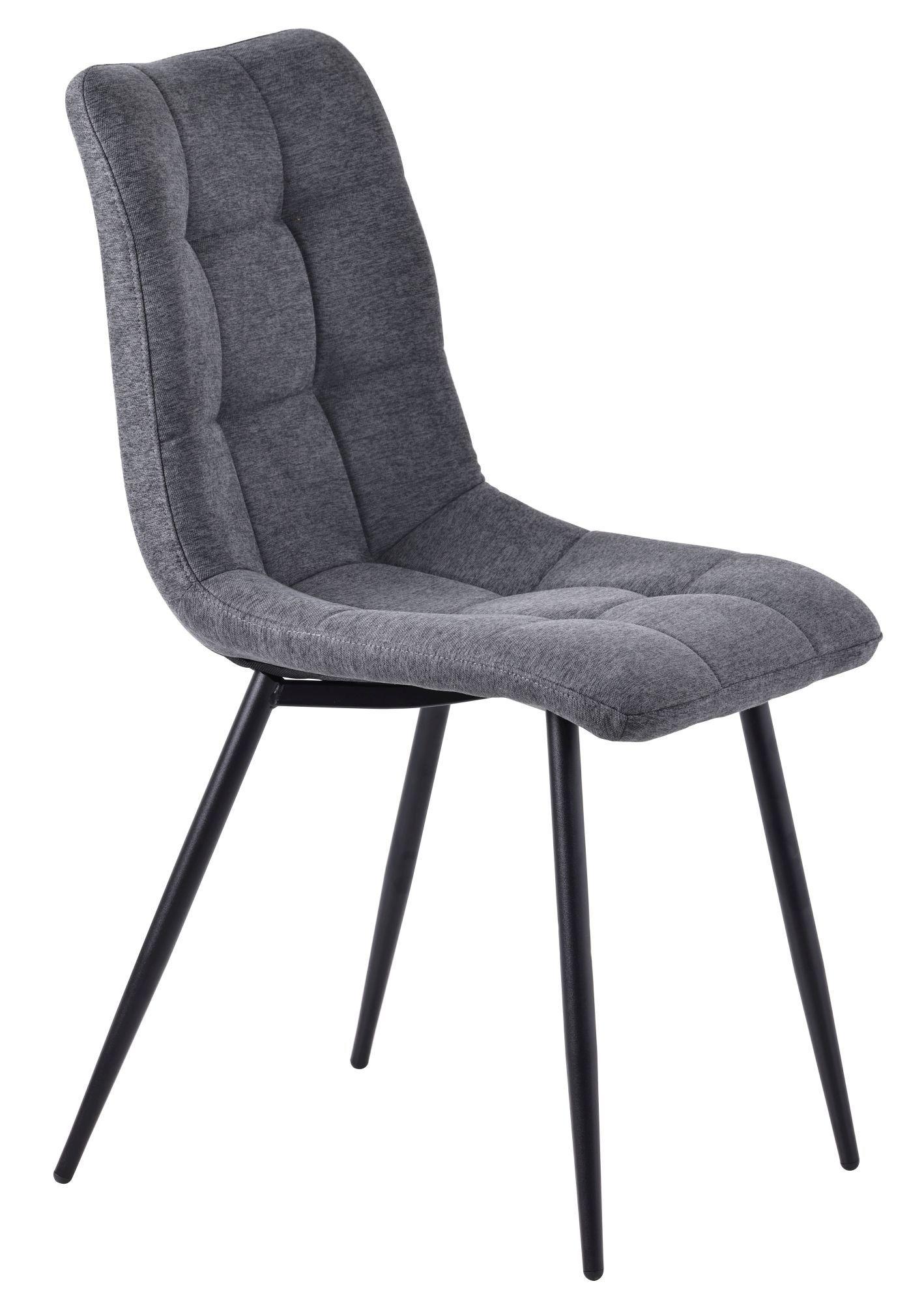 Product photograph of Set Of 2 Corona Dining Chairs In Light Grey Colour Fabric And Black Metal Legs from Choice Furniture Superstore.