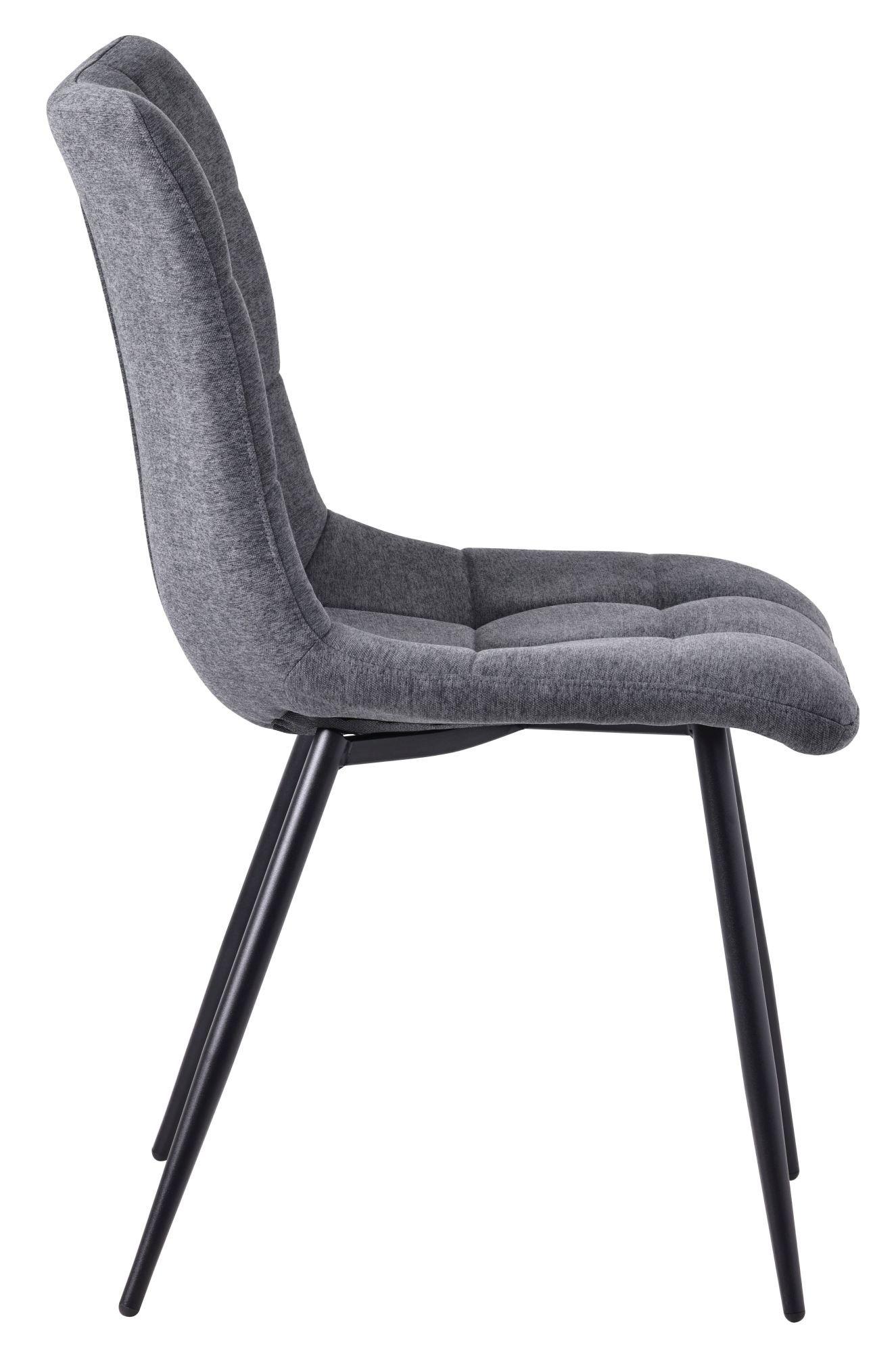 Product photograph of Set Of 2 Corona Dining Chairs In Light Grey Colour Fabric And Black Metal Legs from Choice Furniture Superstore.