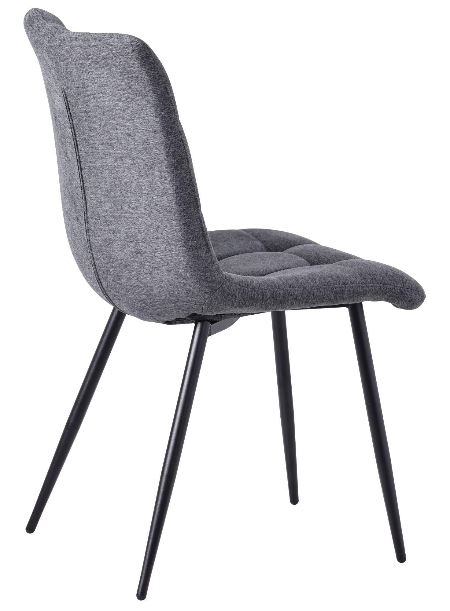 Product photograph of Set Of 2 Corona Dining Chairs In Light Grey Colour Fabric And Black Metal Legs from Choice Furniture Superstore.