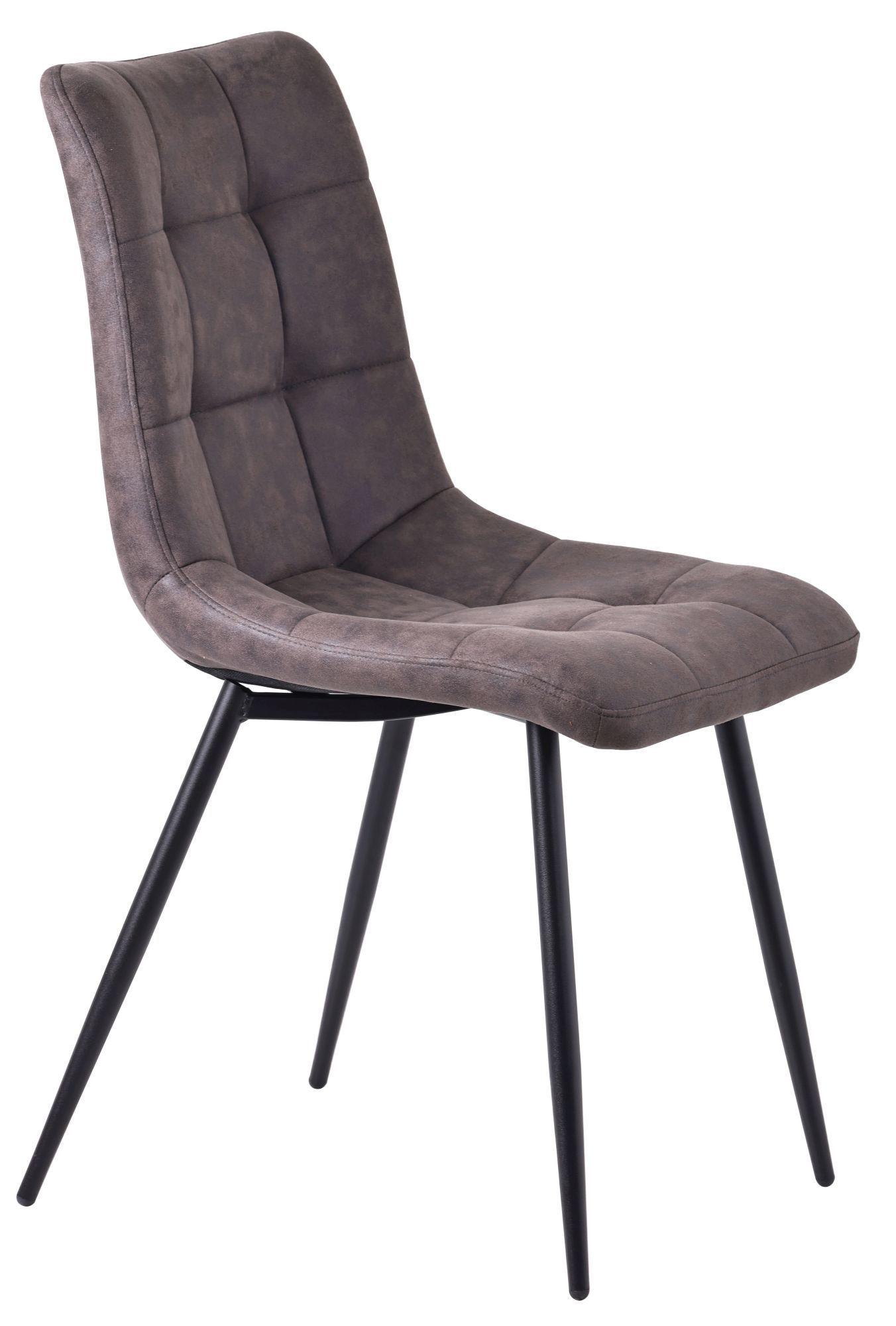 Product photograph of Set Of 2 Corona Dining Chairs In Grey Colour Fabric And Black Metal Legs from Choice Furniture Superstore.