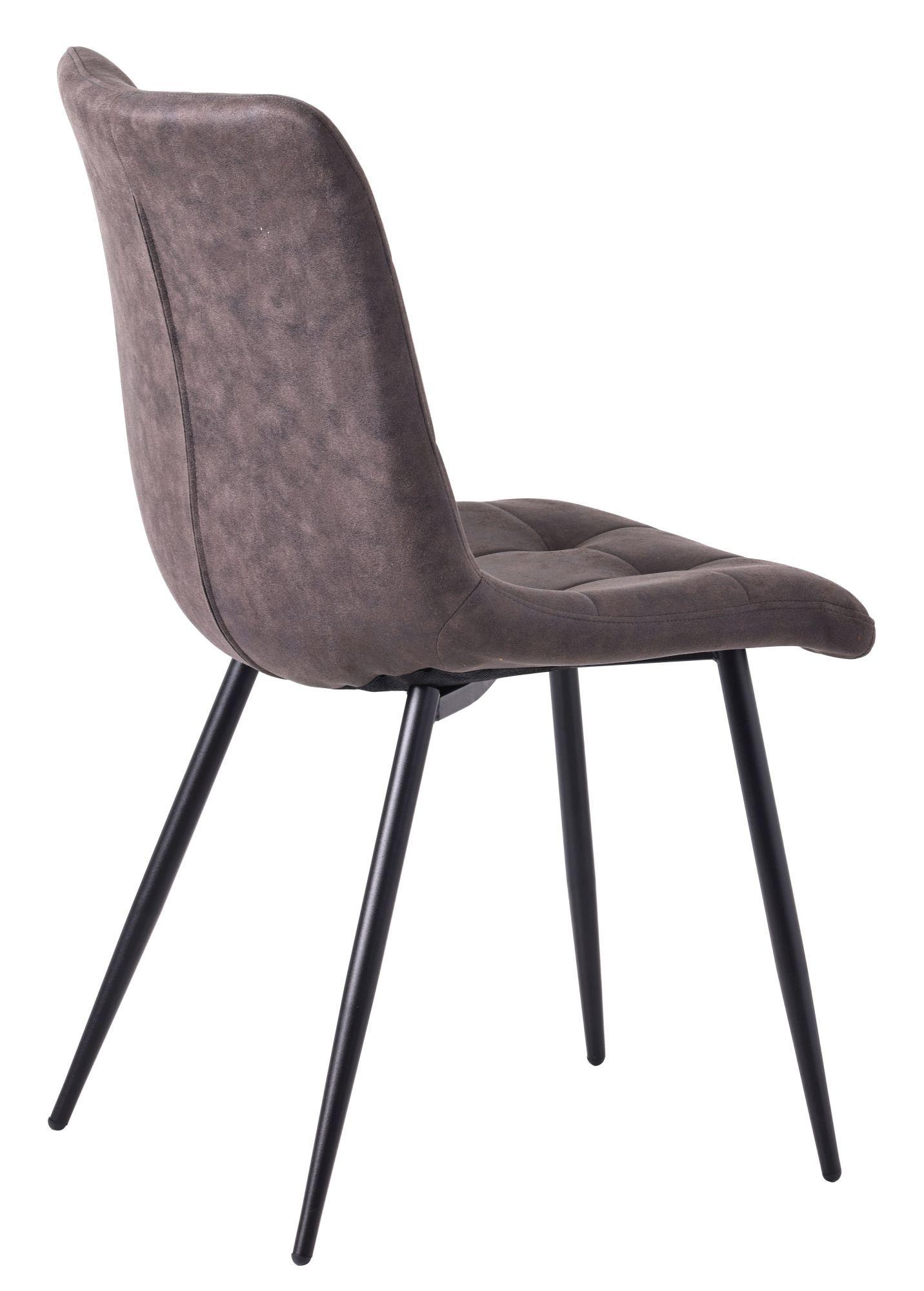 Product photograph of Set Of 2 Corona Dining Chairs In Grey Colour Fabric And Black Metal Legs from Choice Furniture Superstore.