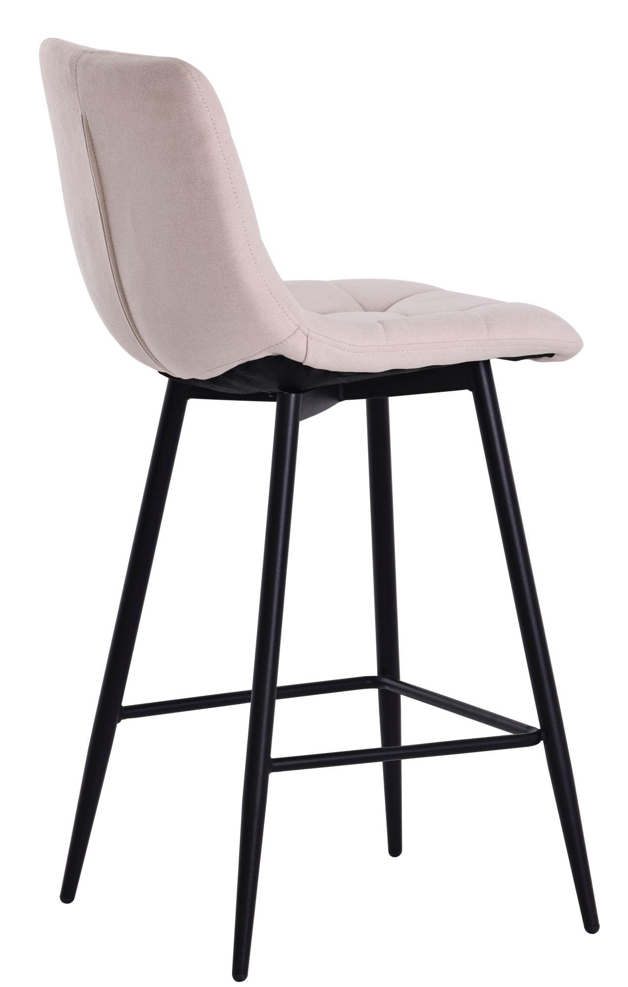 Product photograph of Corona Beige Velvet Fabric High Back Barstool With Black Metal Legs from Choice Furniture Superstore.