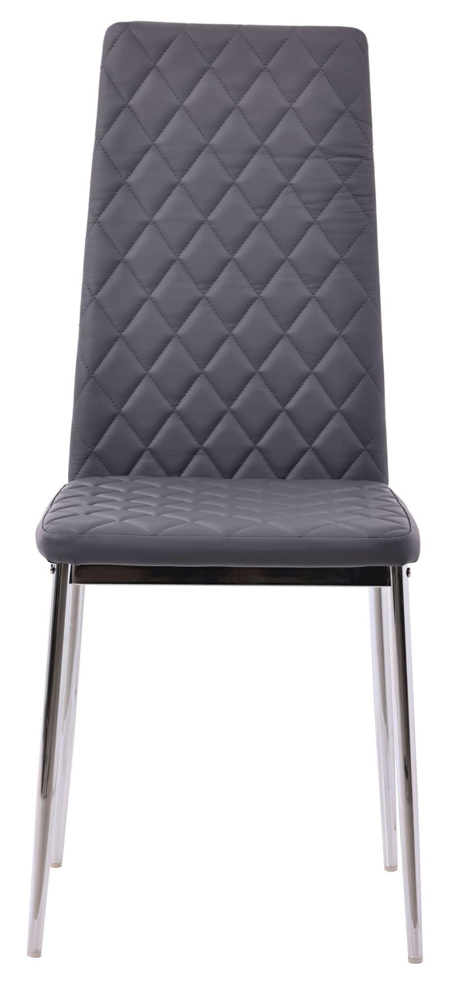 Product photograph of Set Of 2 Metro Dining Chairs In Grey Colour Leather And Chrome Metal Legs from Choice Furniture Superstore.