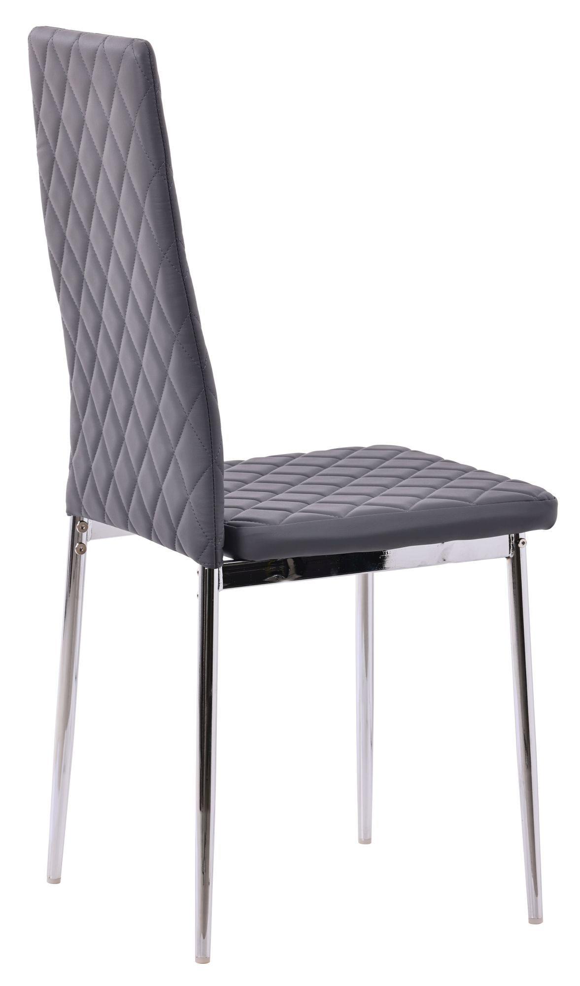 Product photograph of Set Of 2 Metro Dining Chairs In Grey Colour Leather And Chrome Metal Legs from Choice Furniture Superstore.