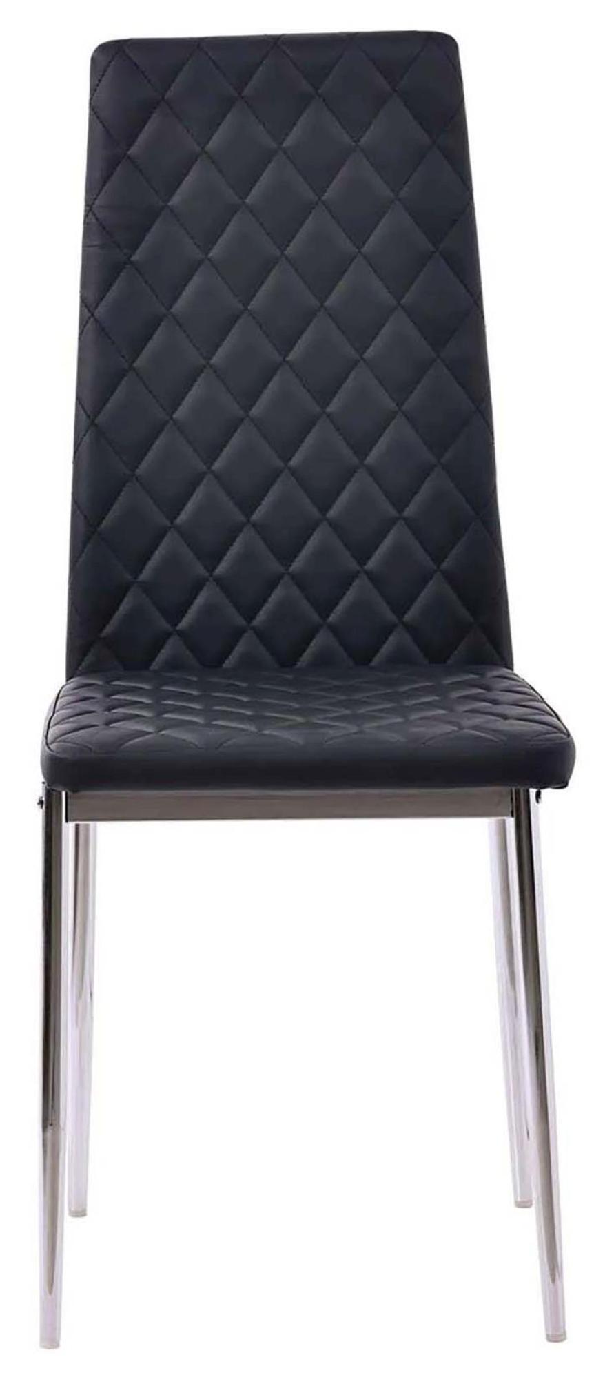 Product photograph of Set Of 2 Metro Dining Chairs In Black Colour Leather And Chrome Metal Legs from Choice Furniture Superstore.