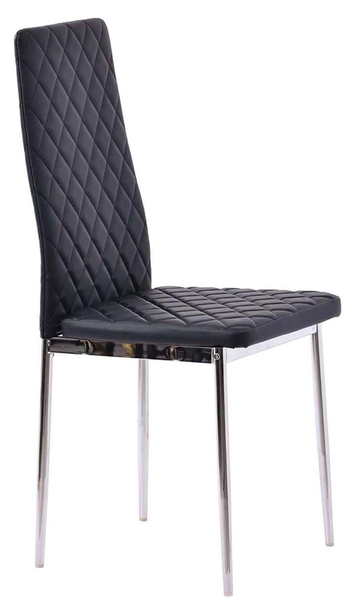 Product photograph of Set Of 2 Metro Dining Chairs In Black Colour Leather And Chrome Metal Legs from Choice Furniture Superstore.