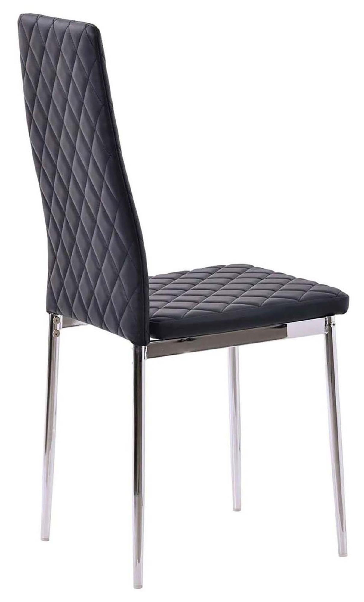 Product photograph of Set Of 2 Metro Dining Chairs In Black Colour Leather And Chrome Metal Legs from Choice Furniture Superstore.