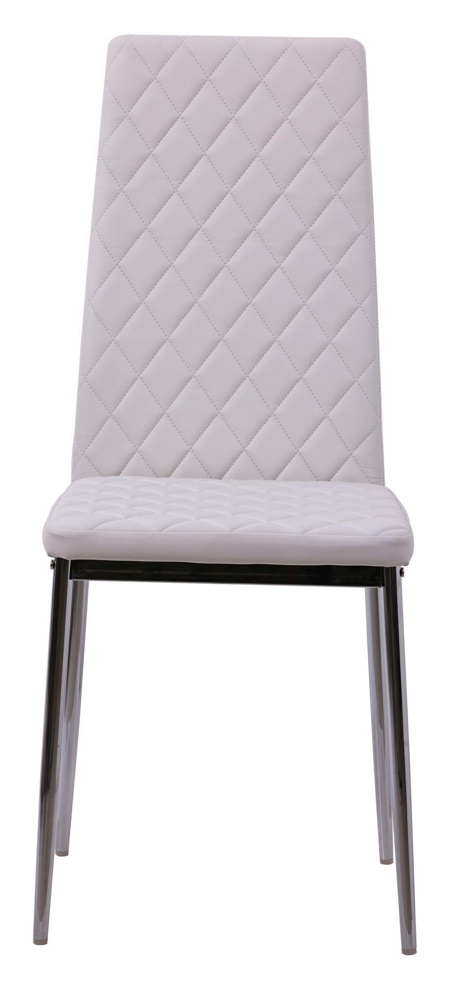 Product photograph of Set Of 2 Metro Dining Chairs In White Colour Leather And Chrome Metal Legs from Choice Furniture Superstore.