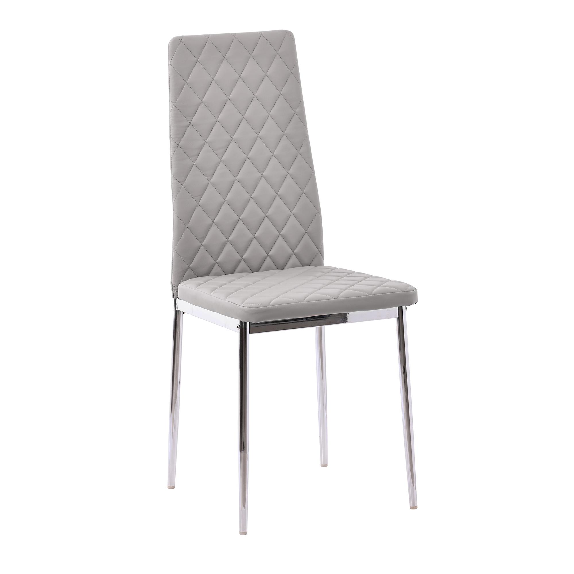 Product photograph of Set Of 2 Metro Dining Chairs In Beige Colour Leather And Chrome Metal Legs from Choice Furniture Superstore.