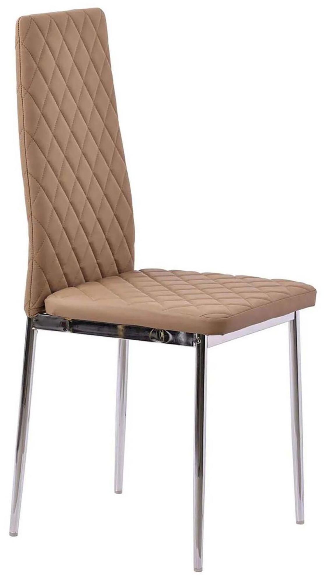 Product photograph of Set Of 2 Metro Dining Chairs In Cappuccino Colour Leather And Chrome Metal Legs from Choice Furniture Superstore.