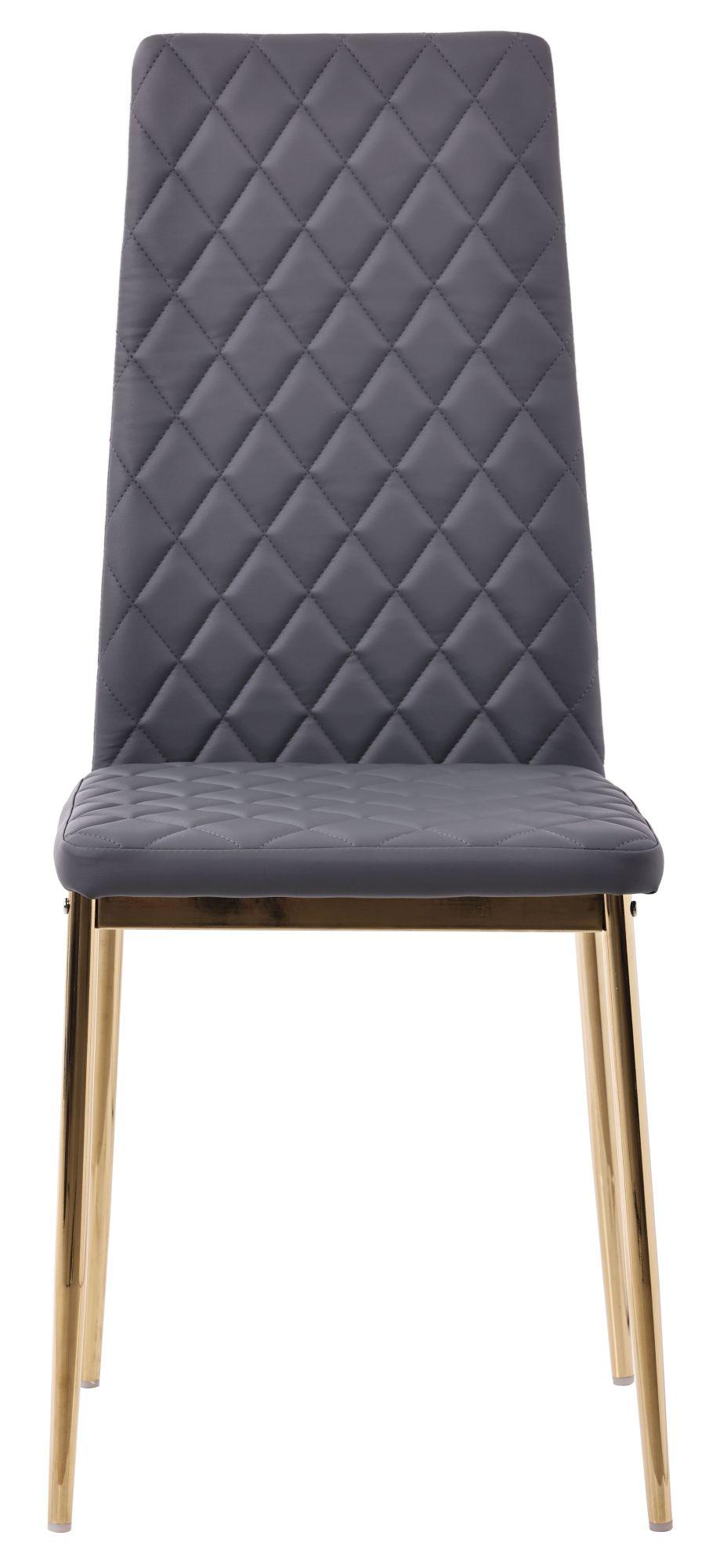 Product photograph of Set Of 2 Metro Dining Chairs In Grey Colour Leather And Gold Metal Legs from Choice Furniture Superstore.