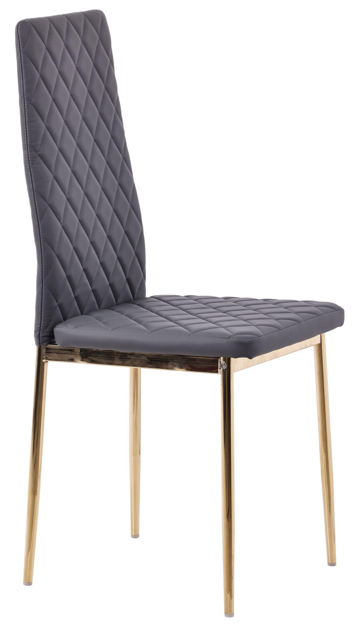 Product photograph of Set Of 2 Metro Dining Chairs In Grey Colour Leather And Gold Metal Legs from Choice Furniture Superstore.