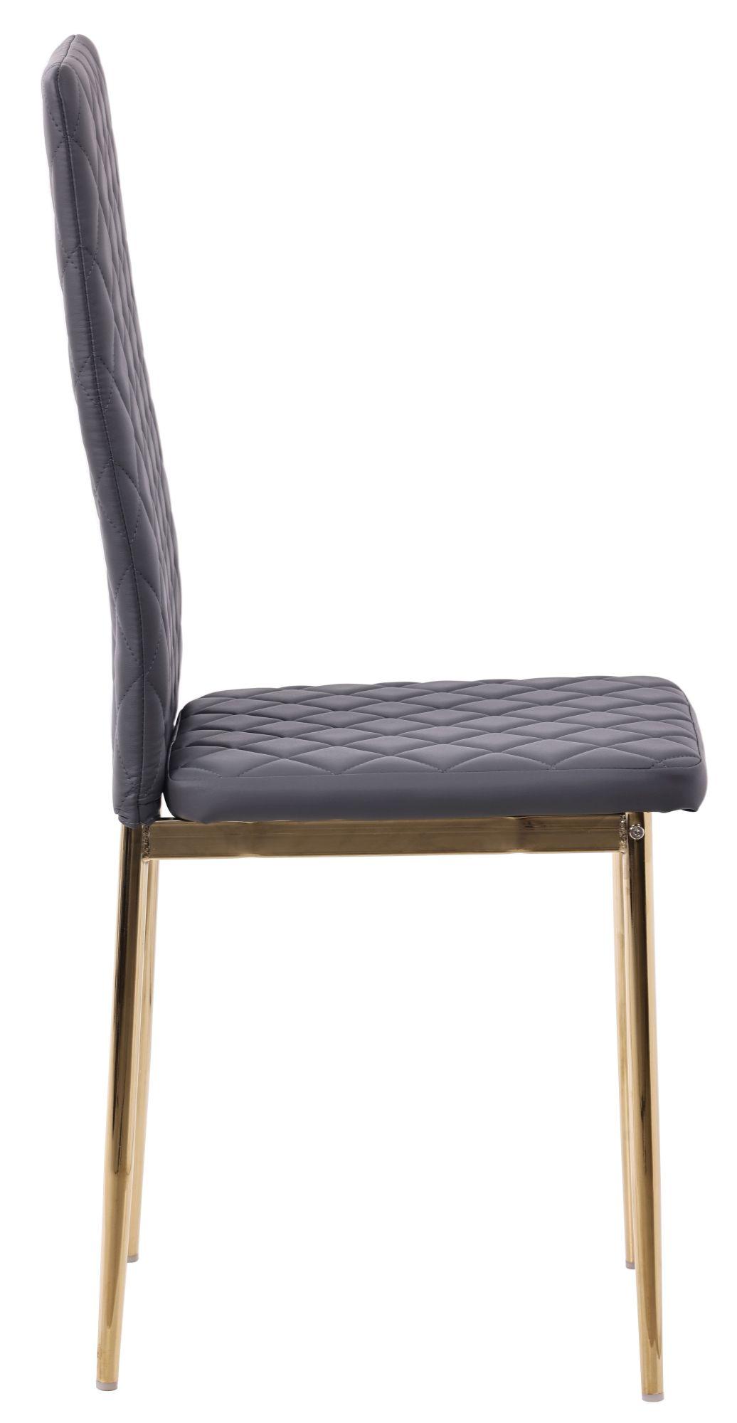 Product photograph of Set Of 2 Metro Dining Chairs In Grey Colour Leather And Gold Metal Legs from Choice Furniture Superstore.