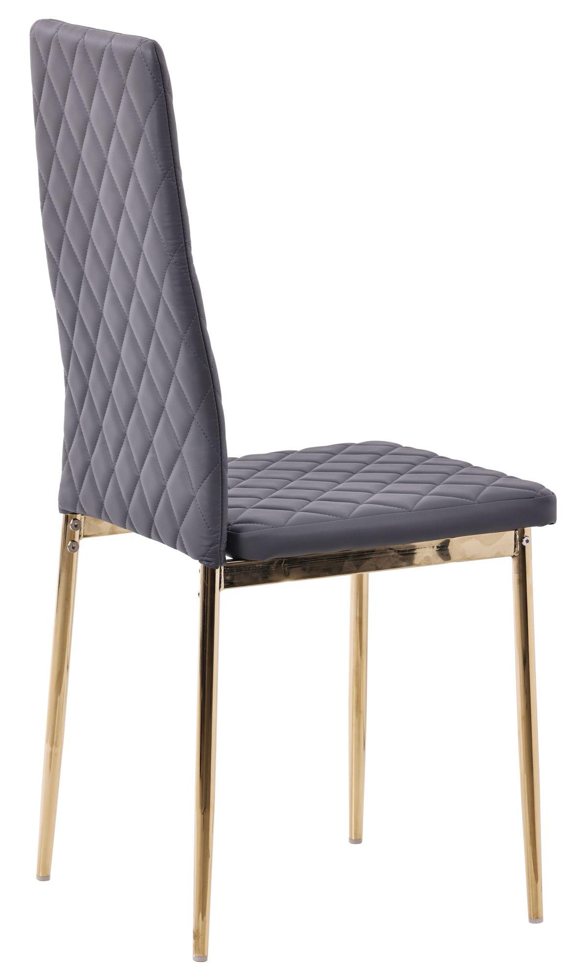 Product photograph of Set Of 2 Metro Dining Chairs In Grey Colour Leather And Gold Metal Legs from Choice Furniture Superstore.