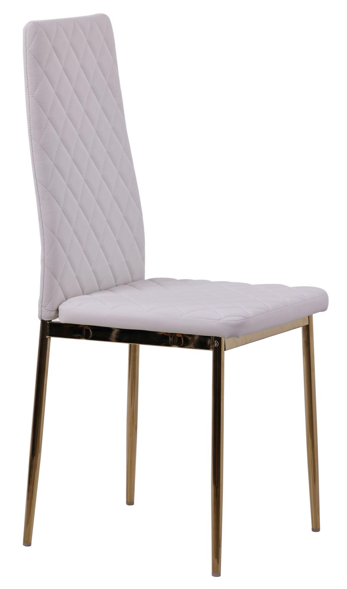 Product photograph of Set Of 2 Metro Dining Chairs In White Colour Leather And Gold Metal Legs from Choice Furniture Superstore.