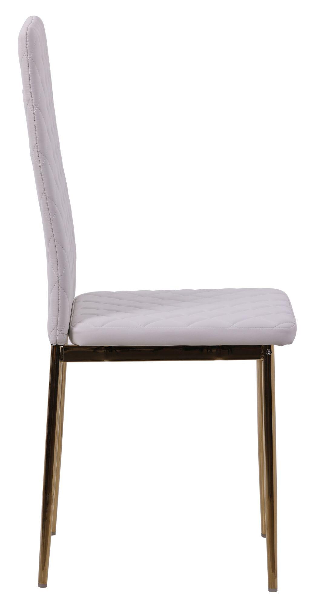 Product photograph of Set Of 2 Metro Dining Chairs In White Colour Leather And Gold Metal Legs from Choice Furniture Superstore.