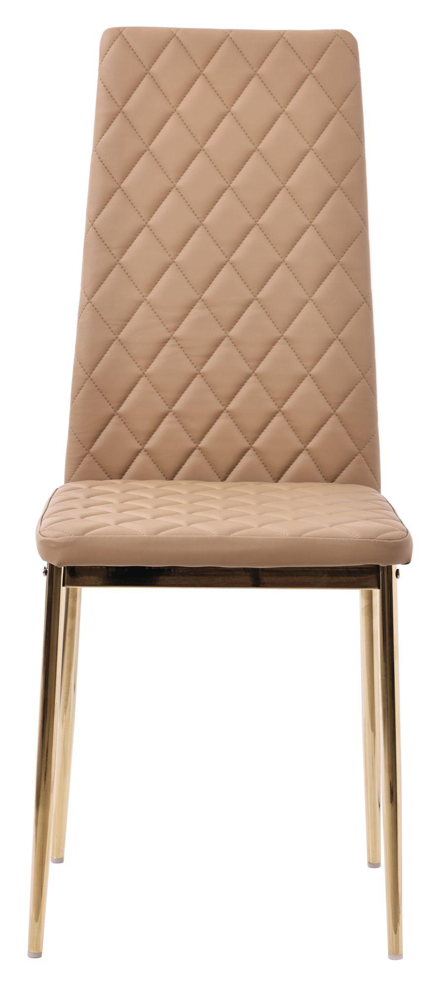 Product photograph of Set Of 2 Metro Dining Chairs In Cappuccino Colour Leather And Gold Metal Legs from Choice Furniture Superstore.