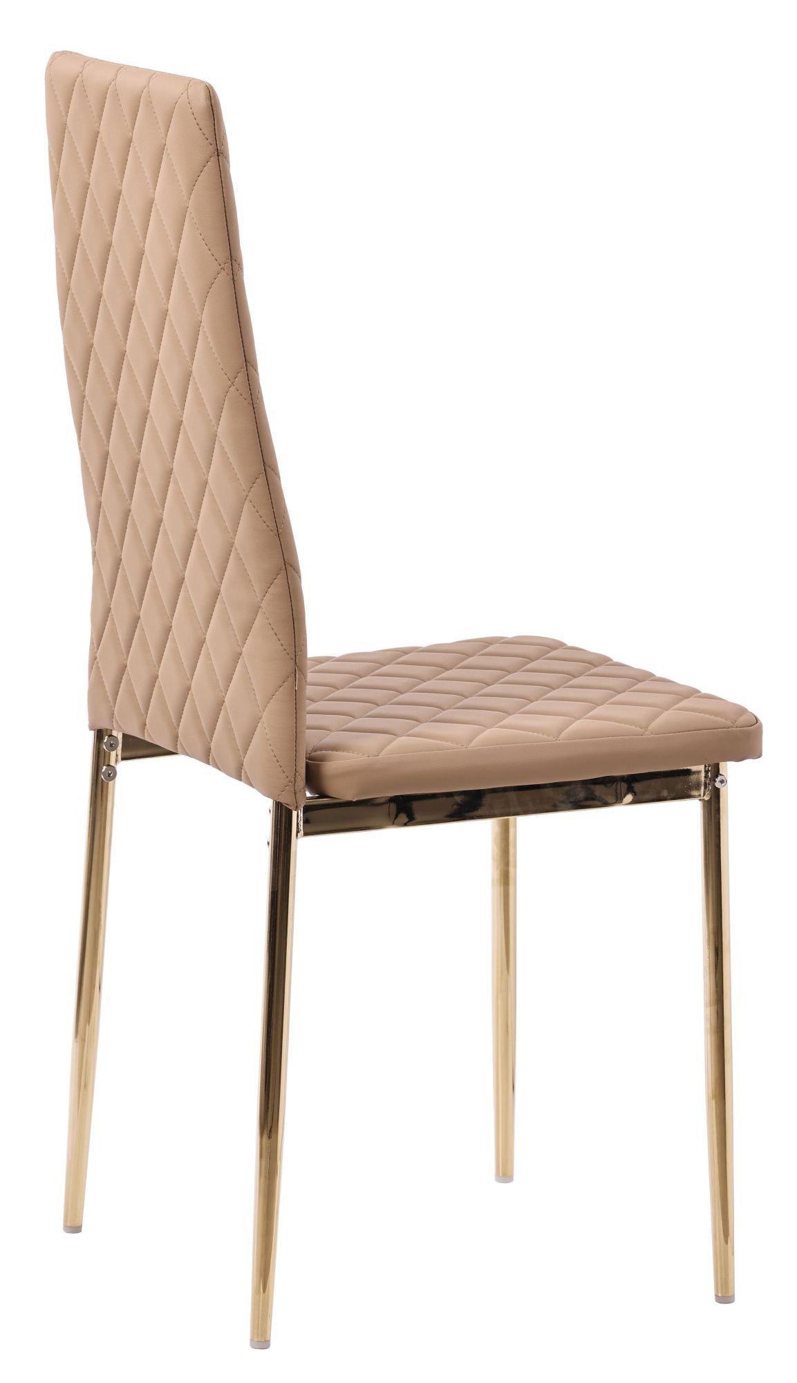 Product photograph of Set Of 2 Metro Dining Chairs In Cappuccino Colour Leather And Gold Metal Legs from Choice Furniture Superstore.