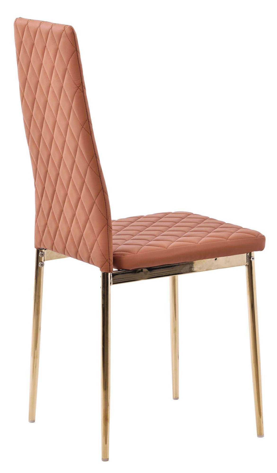 Product photograph of Set Of 2 Metro Dining Chairs In Burnt Orange Colour Leather And Gold Metal Legs from Choice Furniture Superstore.