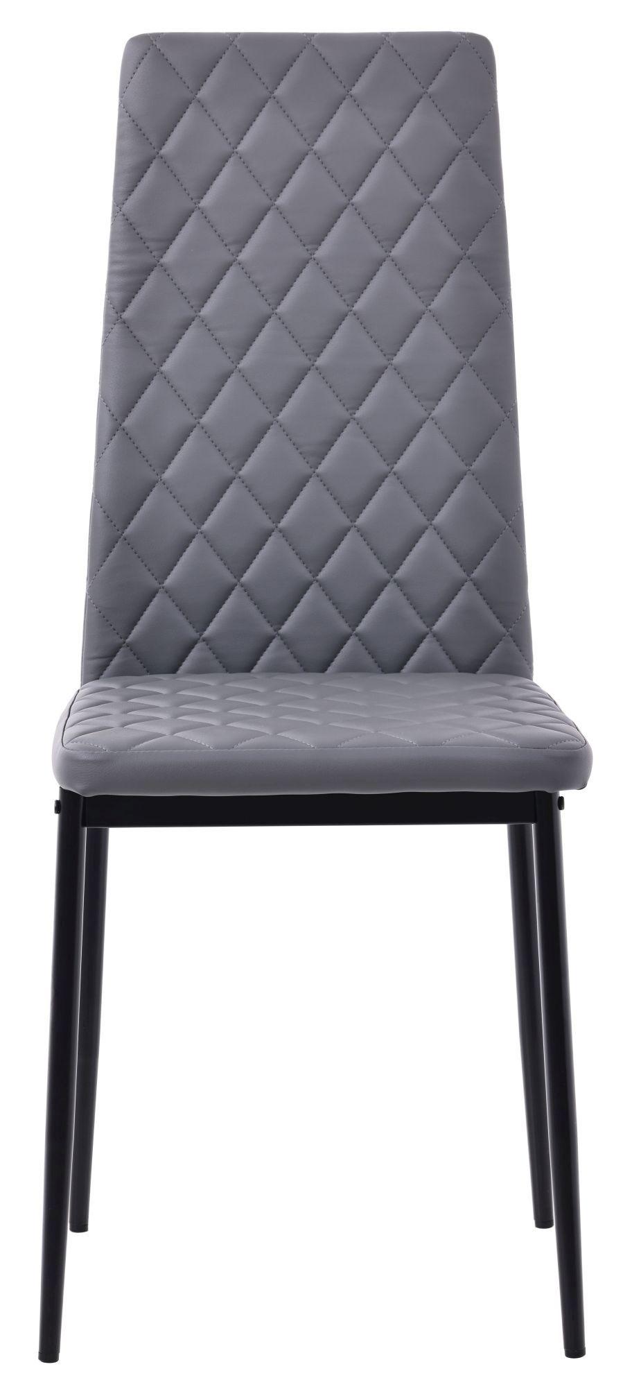 Product photograph of Set Of 2 Metro Dining Chairs In Grey Colour Leather And Black Metal Legs from Choice Furniture Superstore.