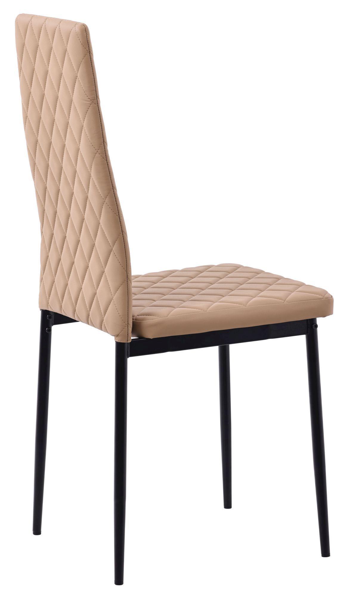 Product photograph of Set Of 2 Metro Dining Chairs In Cappuccino Colour Leather And Black Metal Legs from Choice Furniture Superstore.