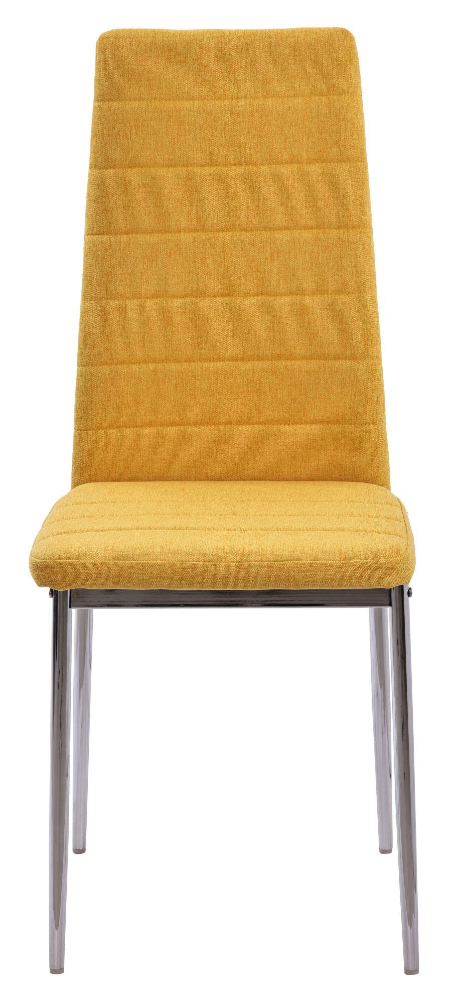 Product photograph of Set Of 2 Lido Dining Chair In Yellow Colour Fabric With Chrome Legs from Choice Furniture Superstore.